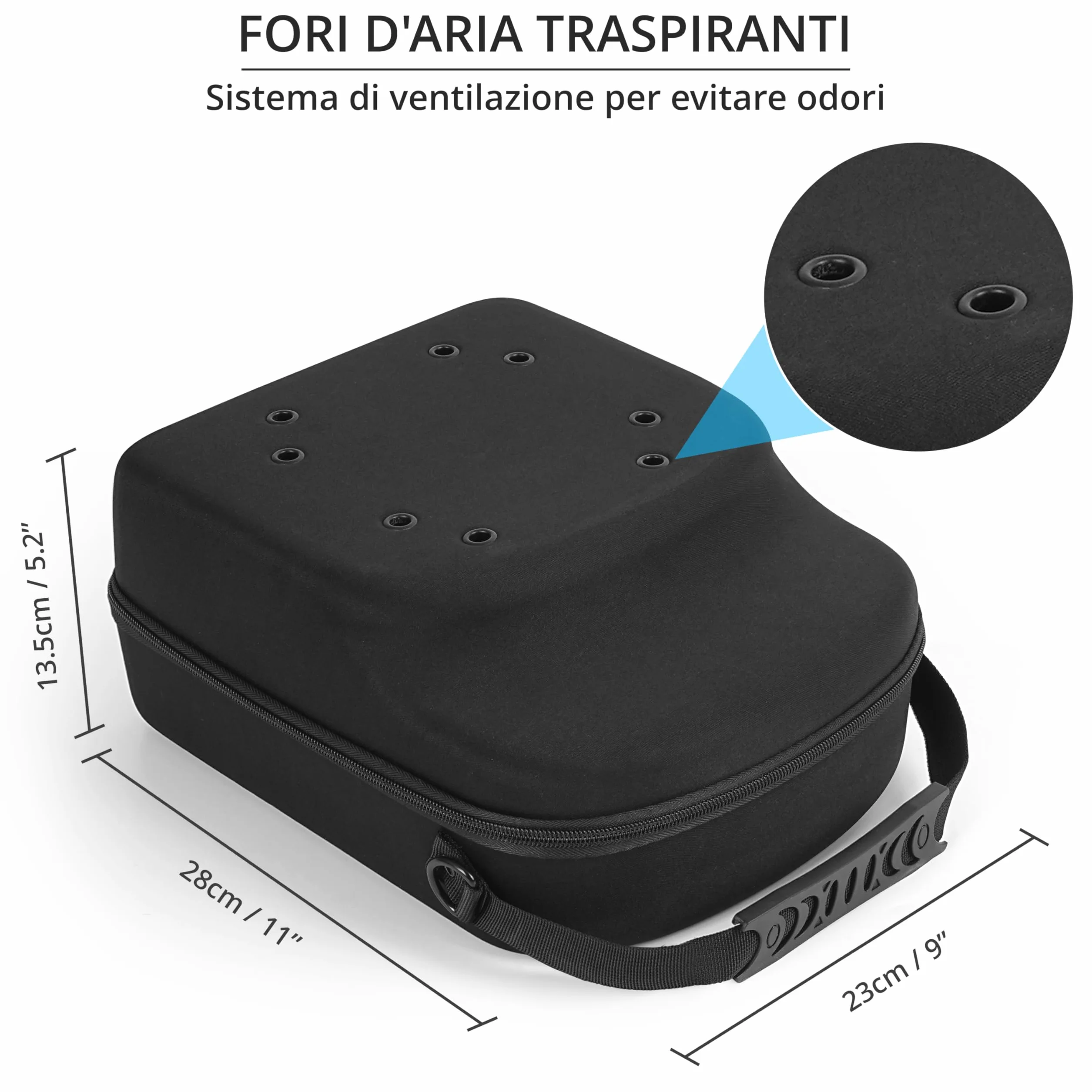 Winter Shore Porta Cappelli Rigido Nero - Borsa con Maniglia, Tracolla e Ventilazione, Adatta per 6 Cappelli - Custodia e Organizer da Viaggio per Berretti