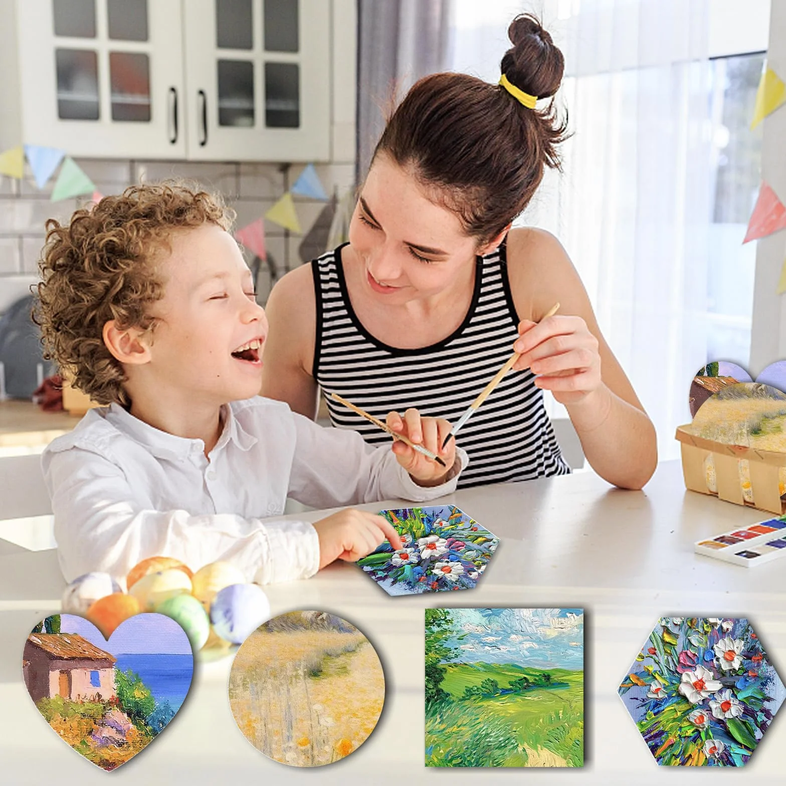 Pannelli magnetici per tela artistica - Set di 12 tavole per acrilico/olio/acquerello - Esagonali, rotondi, quadrati, a forma di cuore