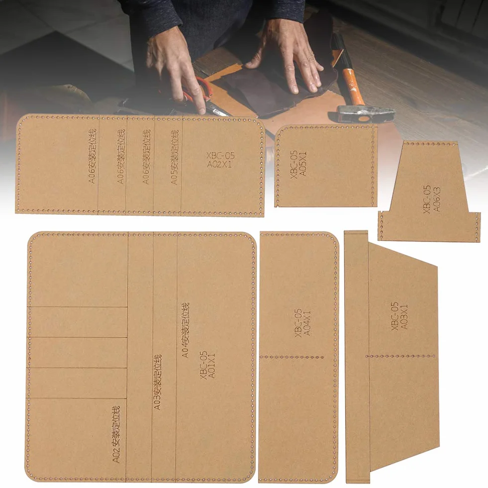 3,5 x 3,9 x 0,4 pollici Modello in pelle, Modello per portafoglio, Manuale per l'artigianato del portafoglio lungo