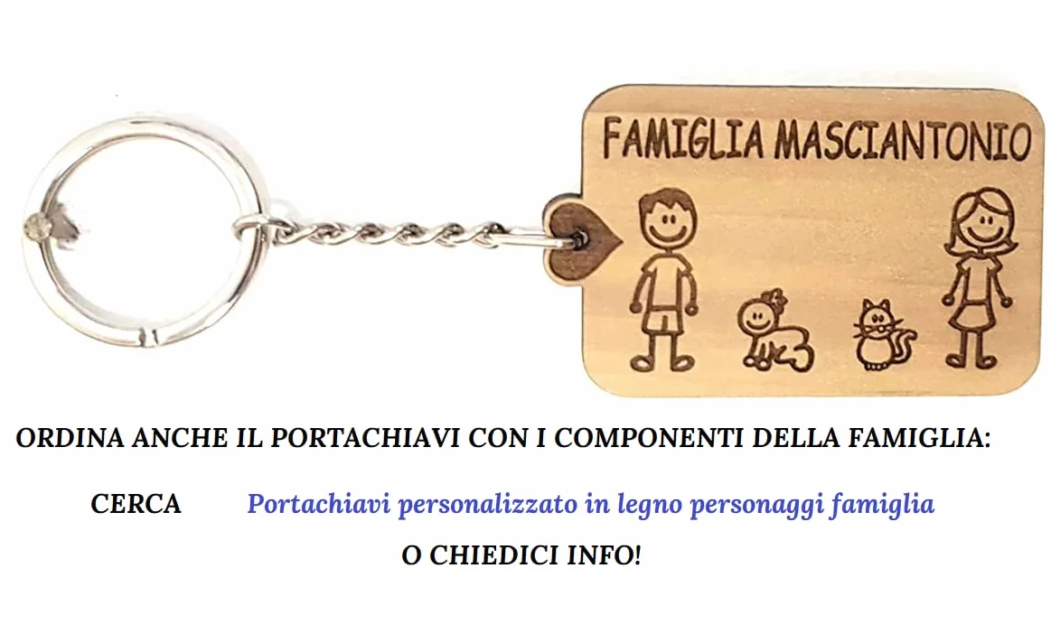 Targhetta in legno personalizzata Famiglia - regalo legno personalizzato con base, fori o biadesivo