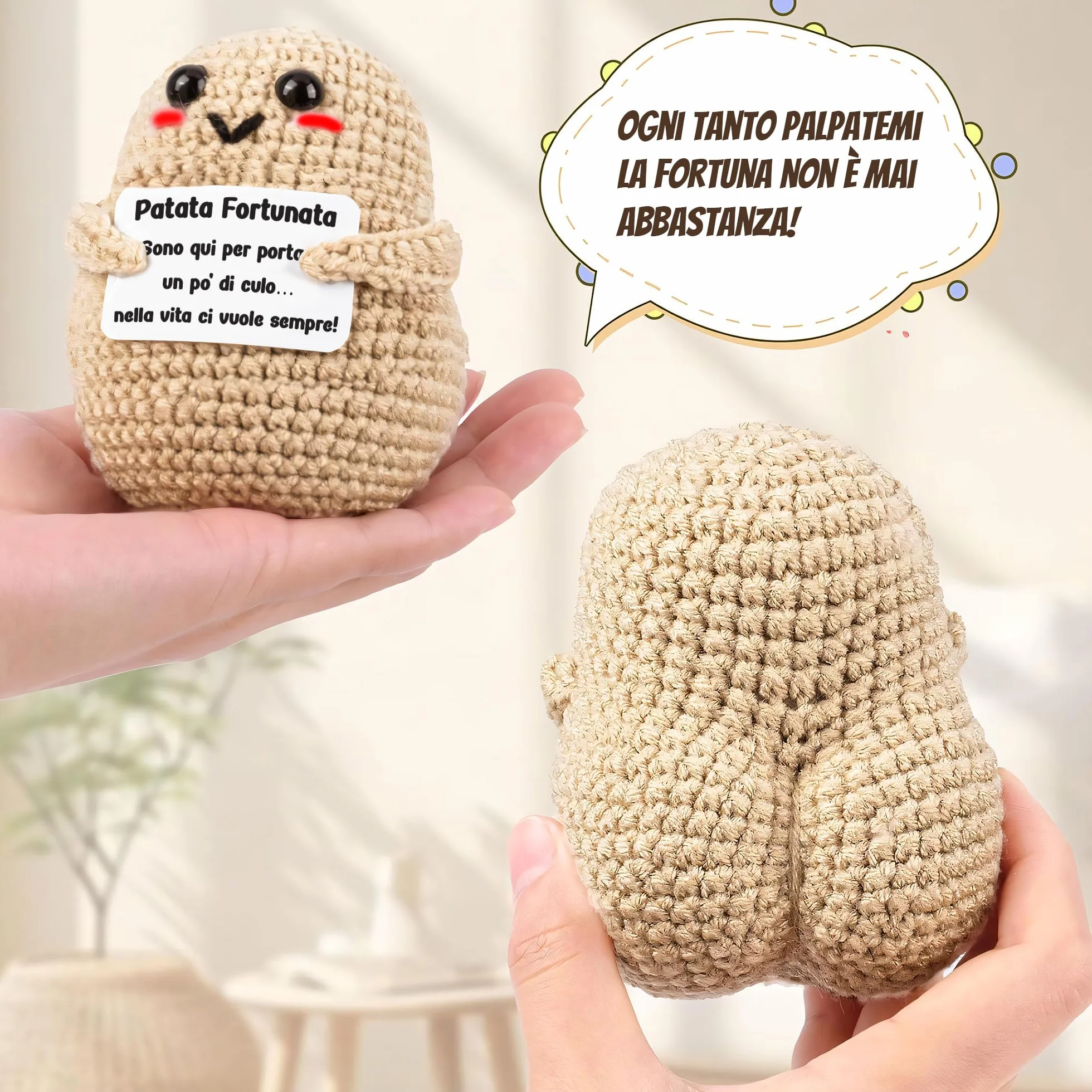 WELCOMAT Patata Portafortuna Positive Potato Mini Peluche Gadget Scrivania