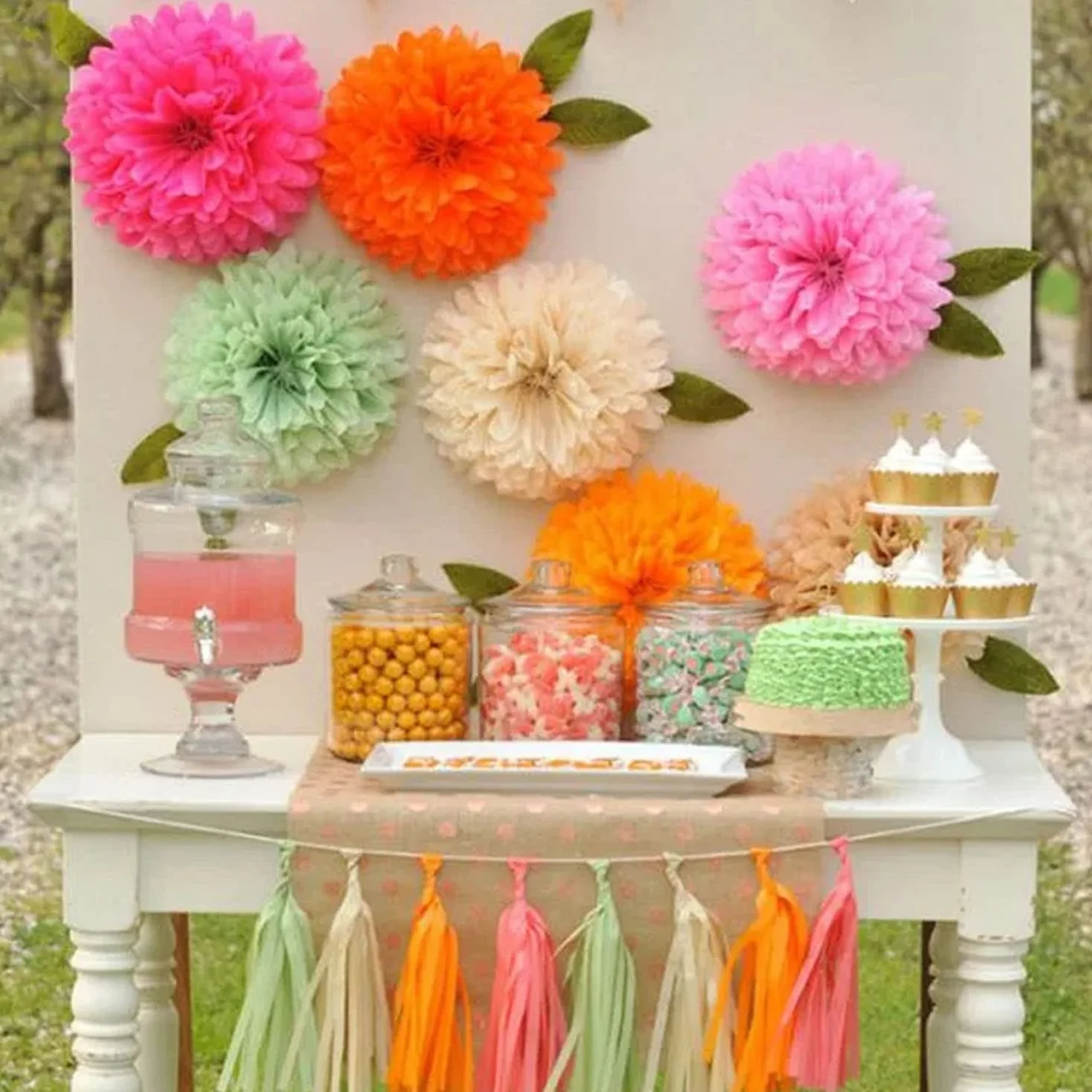 Pompom Decorativi Colorati 24 Pz Carta Velina per Compleanno Festa Carnevale