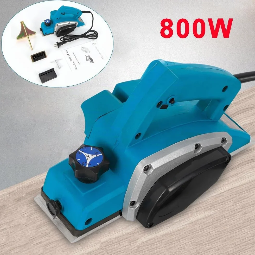 Pialla professionale elettrica | 800 W | Larghezza piallatura 82 mm | Profondità max 2 mm | Vassoio svasato piatto | Potente per legno | Pannelli