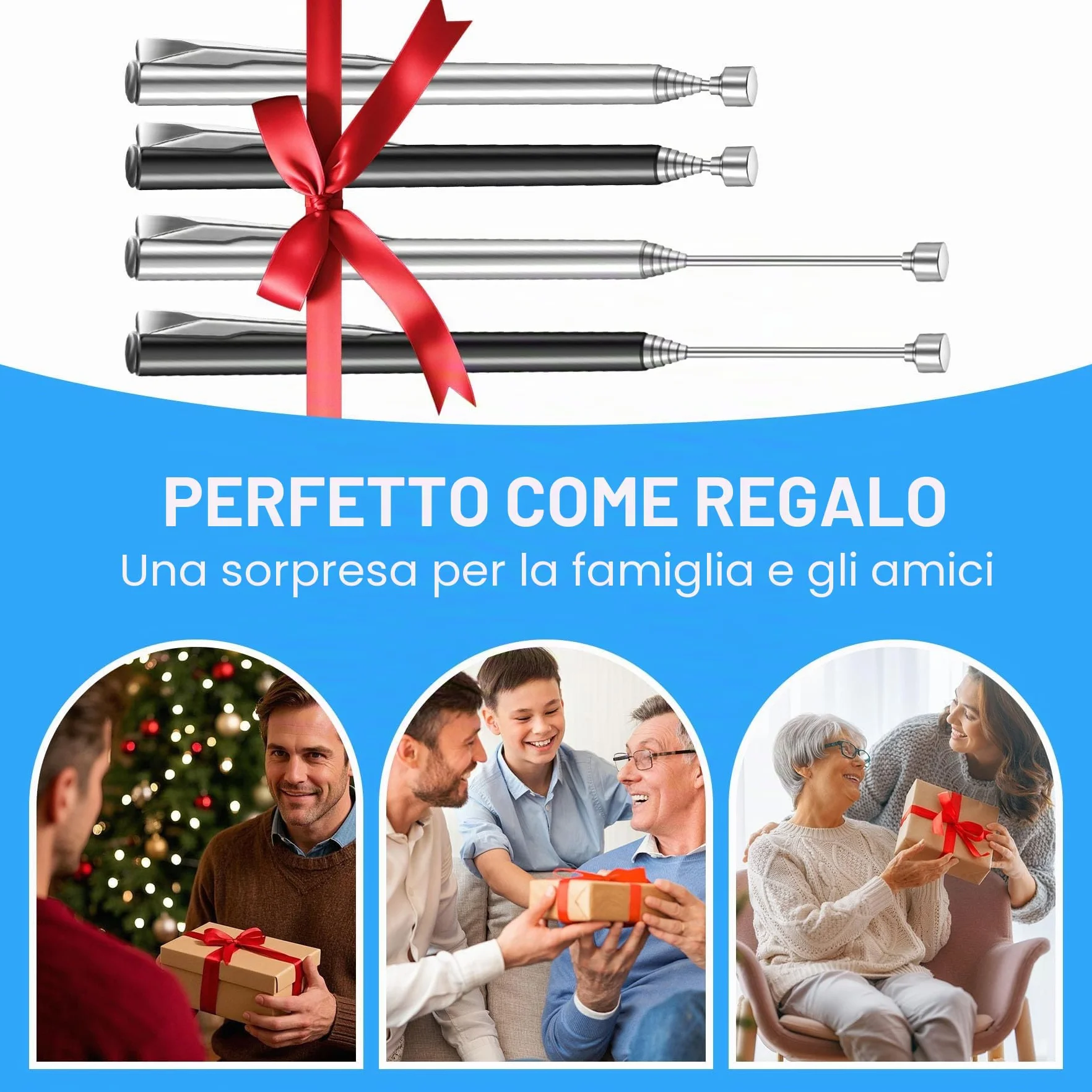 2 Pezzi Asta Magnetica Telescopica, 64 cm Strumento Magnetico in Acciaio Inox, 1,5 LB Calamita Potente Pick Up Tool per Viti, Dadi, Chiavi, Parti Metalliche, a Casa, Auto, Ufficio