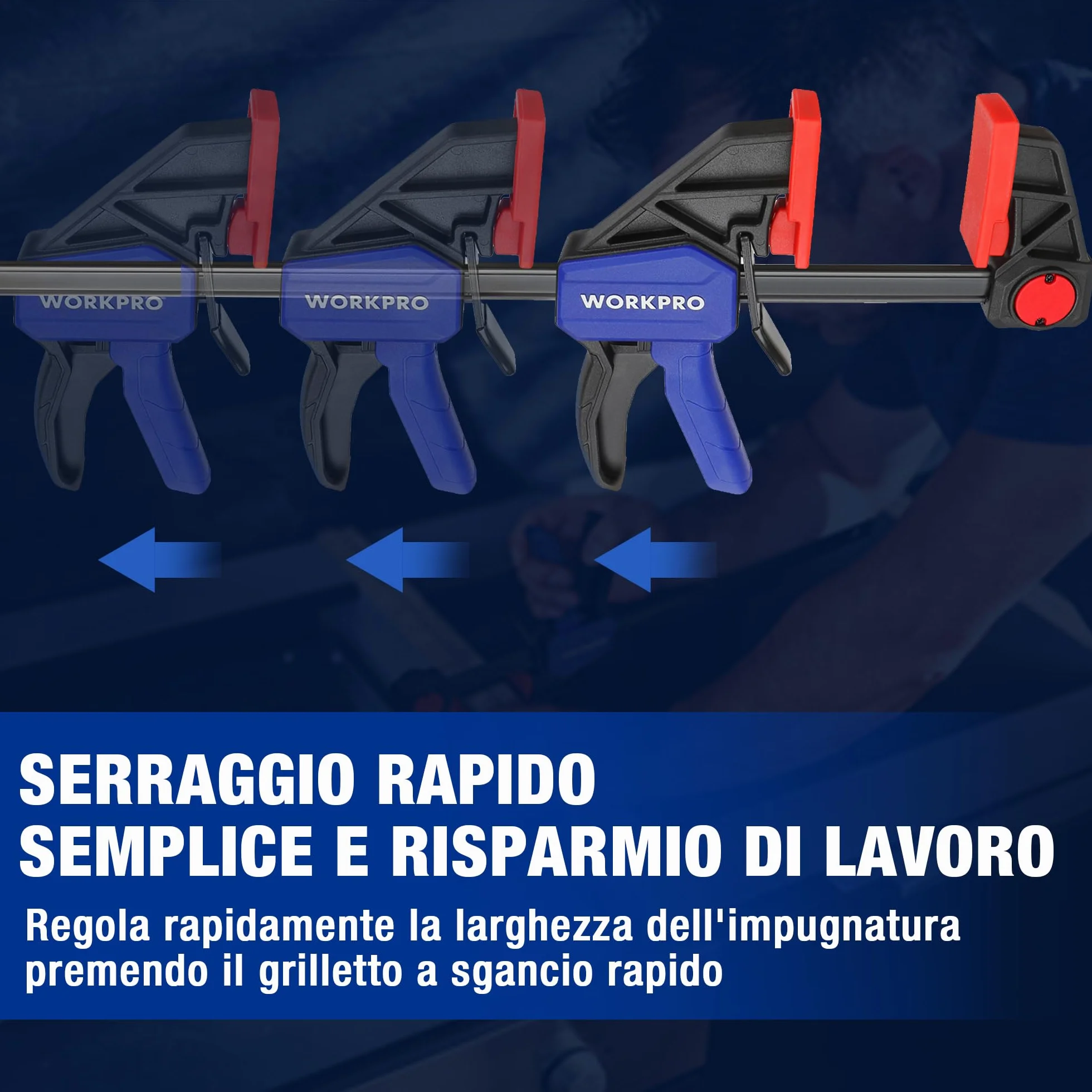WORKPRO Morsetti da Falegname 2 Pezzi, Set di Morsetti per Legno a sgancio rapido da 305 mm per il Serraggio e l'allungamento, Morsetti a barra Serraggio 68 kg, Fissaggio del Legno con una Sola Mano