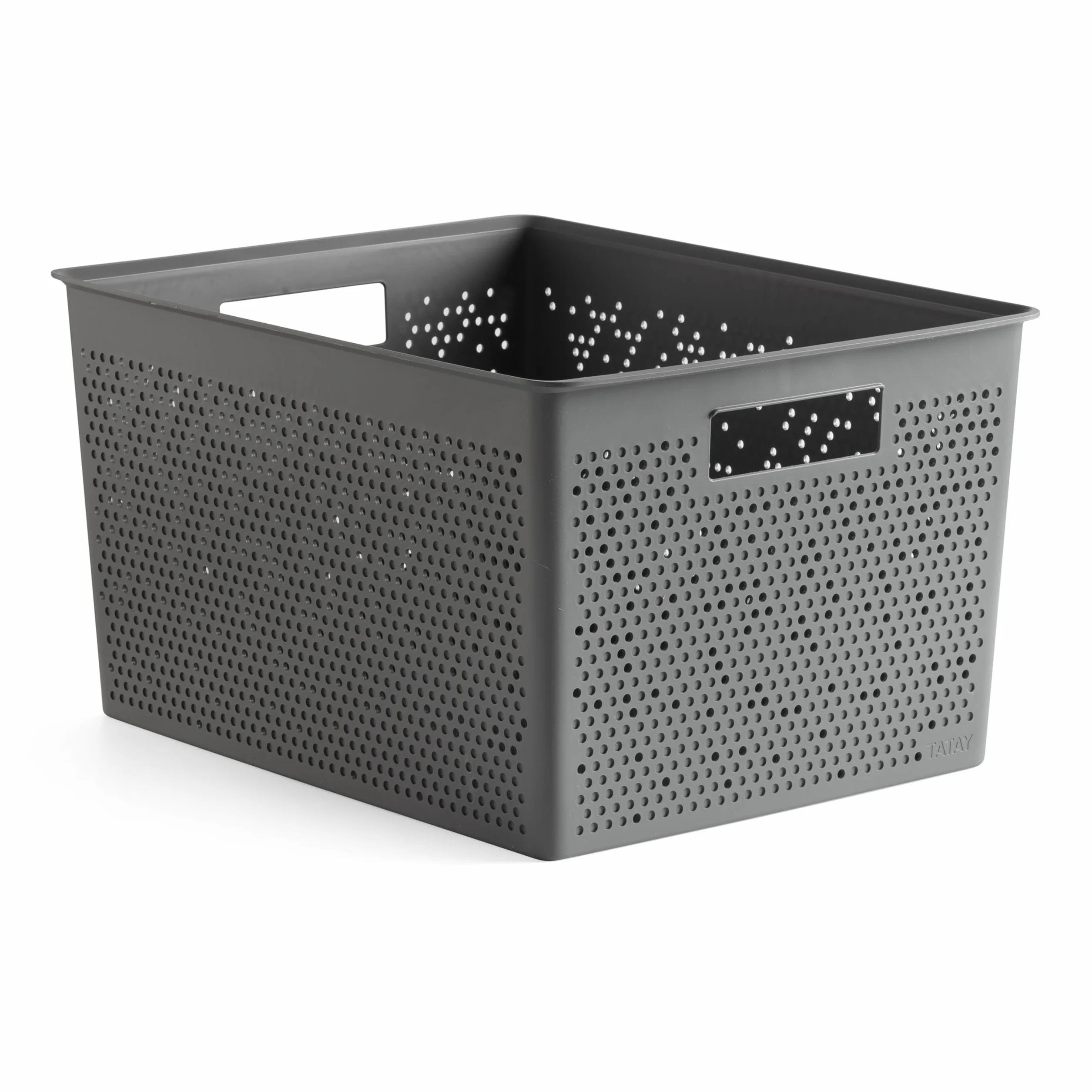 TATAY Cestino Portaoggetti Bohol 20 L | Scatola Organizzatrice | Ventilazione Ottimale | Sistema Modulare Impilabile | Manici Integrati | Plastica Riciclata Senza BPA | 30x39x21,5 cm, Grigio