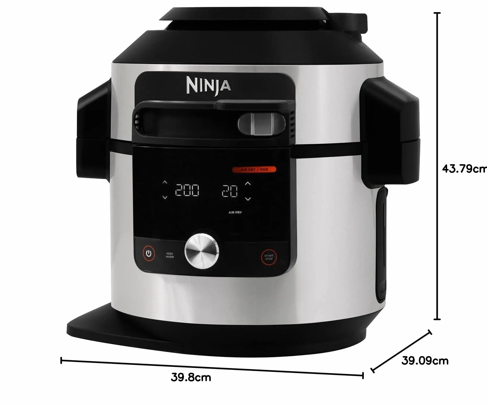 Ninja Foodi MAX Multicooker con Coperchio SmartLid e Sonda Digitale, 14 Funzioni, Cottura Intelligente, 7.5L, Pentola a Pressione, Friggitrice ad Aria, Cottura a Vapore, Griglia, Acciaio, OL750EU