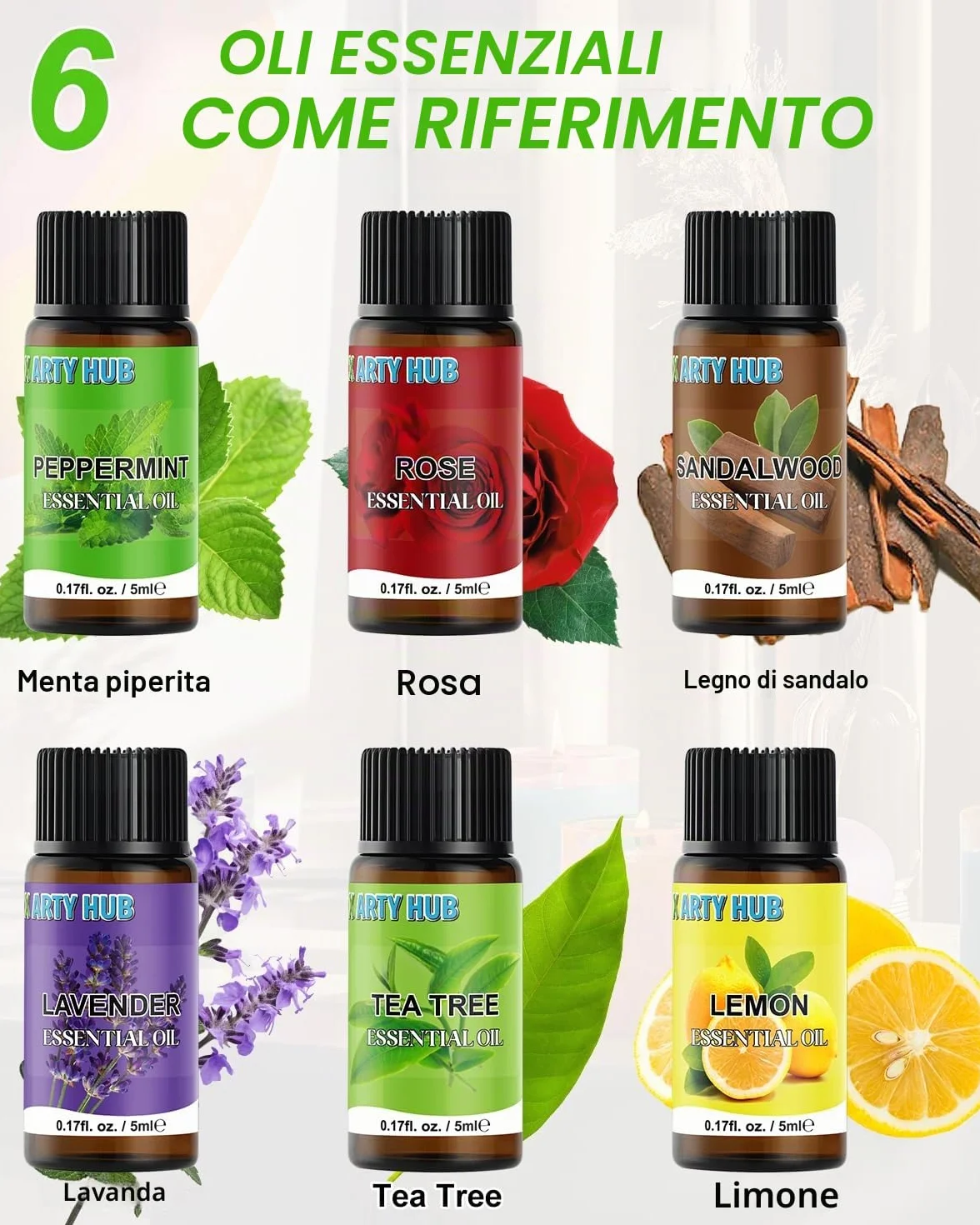 Colorante per Candele, 24 Colori Liquidi per Candele con 6 Oli Essenziali per la realizzazione di candele in cera di soia, Colorante per Cera per Candeles Profumate DIY - 0,17 Once/5 ml
