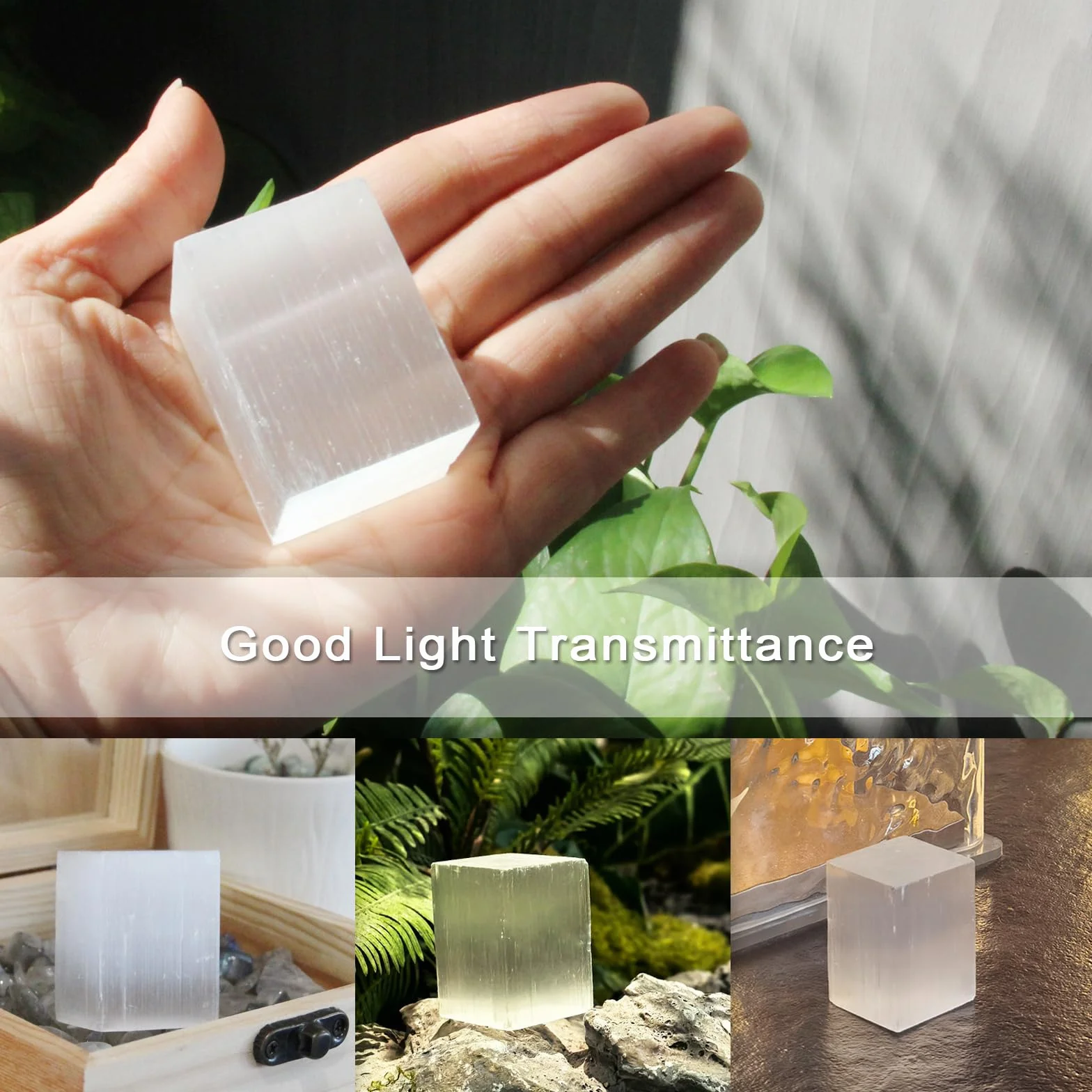 Cubo di Selenite 70g Pietra Energetica Tascabile Guarigione Chakra