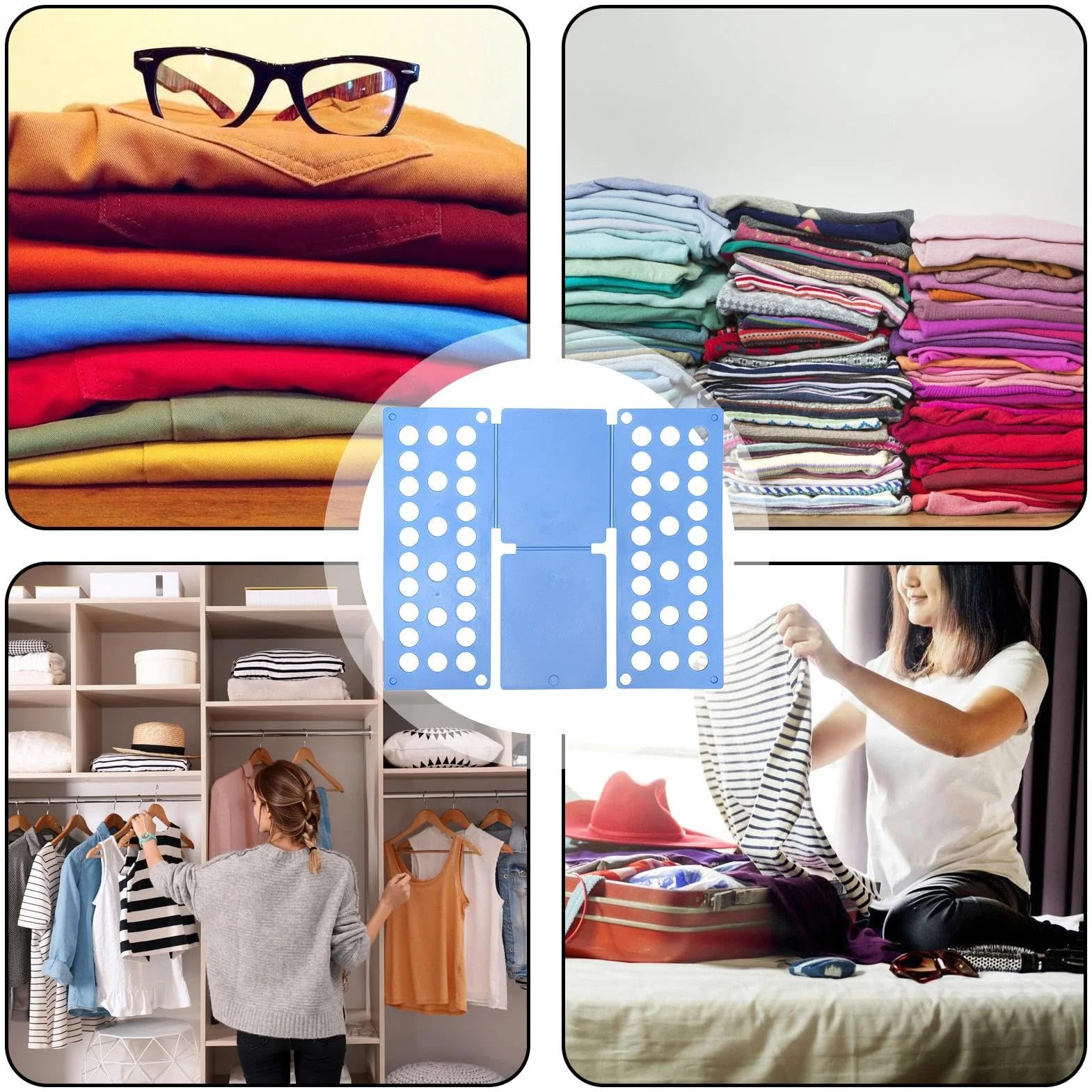 Piegabiancheria Per Camicie - Tavola Piegabucato Per Indumenti | Organizzatore Piega Viaggio Compatto per Casa Studenti Adulti con Supporto Lavanderia