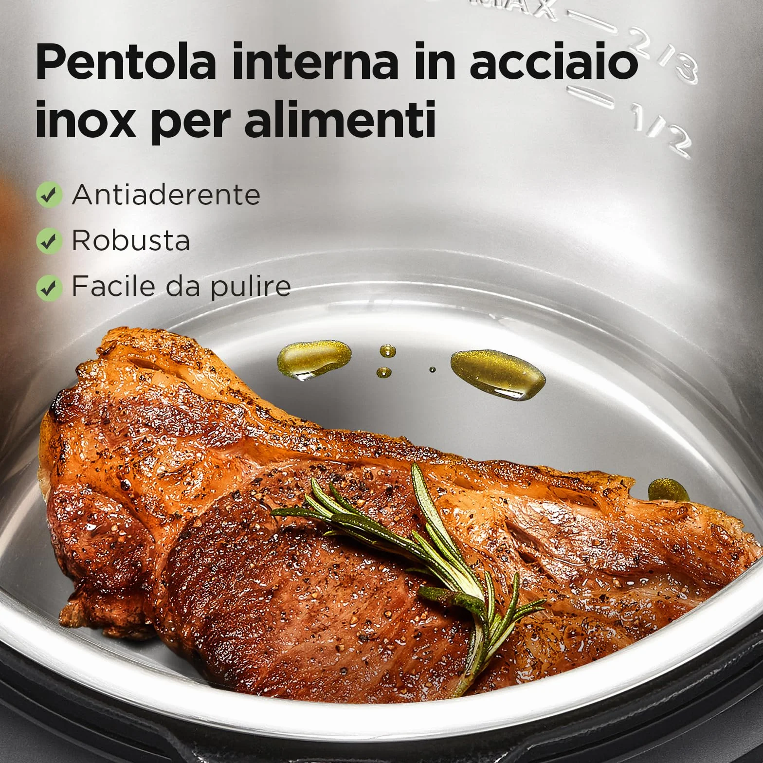 Midea Pentola a pressione elettrica 9 in 1, 12 preset multicooker istantaneo antiaderente, pentola per yogurt, cuoci riso Slow Cooker Sauté, pentola interna in acciaio inox, 8 quarti nero