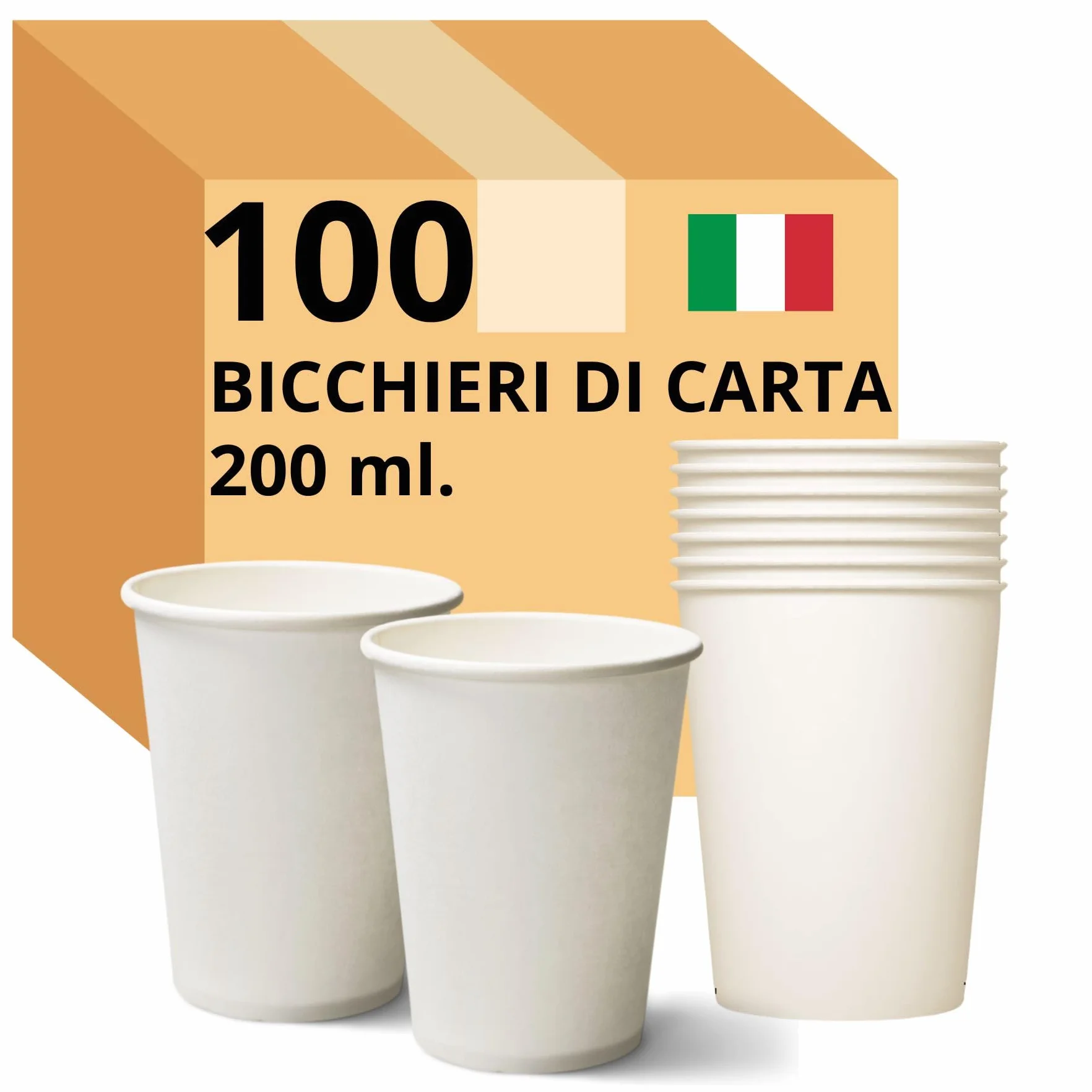 Easy8 Bicchieri Carta 200 ml, Bicchieri Usa e Getta, Biodegradabili, Grandi