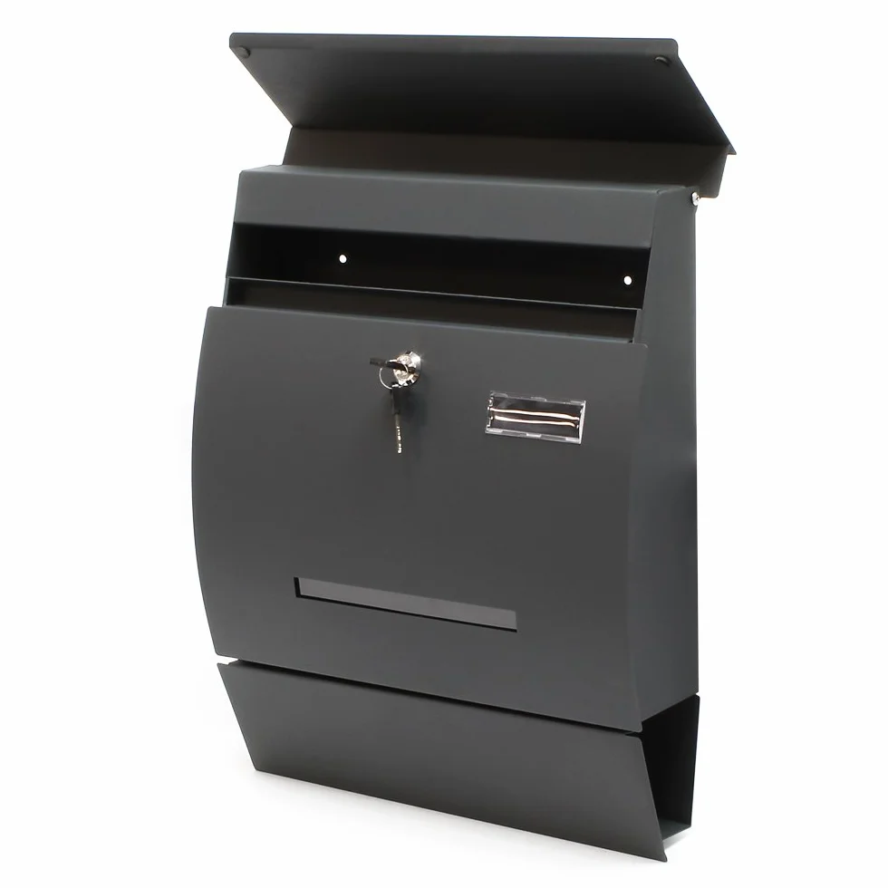 Wiltec Cassetta postale con portagiornale V4 antracite 350 x 95 x 445 mm con vetrino nome