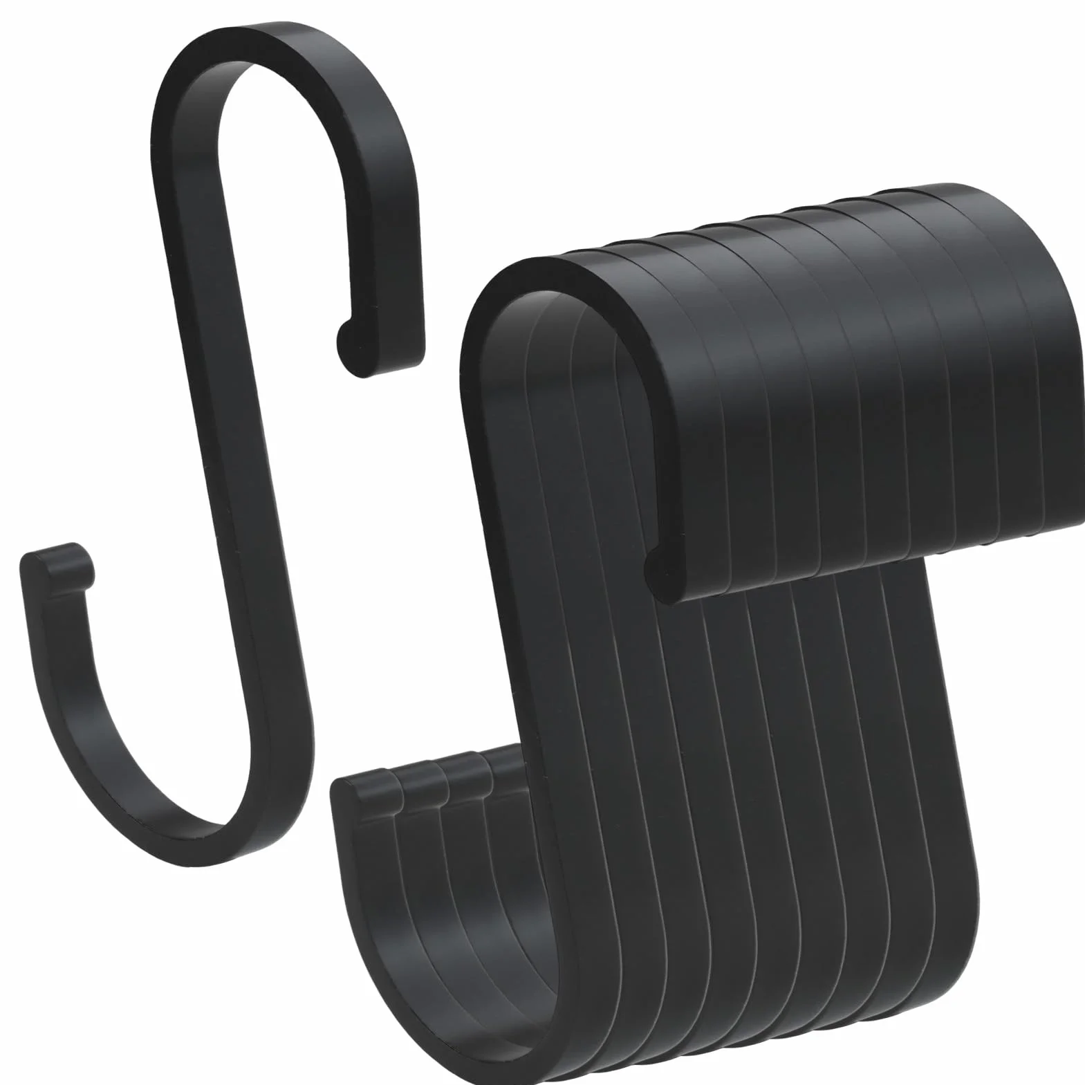 Ganci a S Neri in Alluminio [11 Pezzi], Multifunzione Ganci Appesi S per Pentole e Padelle Sospese Vestiti, Ganci a Forma S per Bagno, Camera da Letto, Ufficio(8,6 X 5,3 CM, Nero)