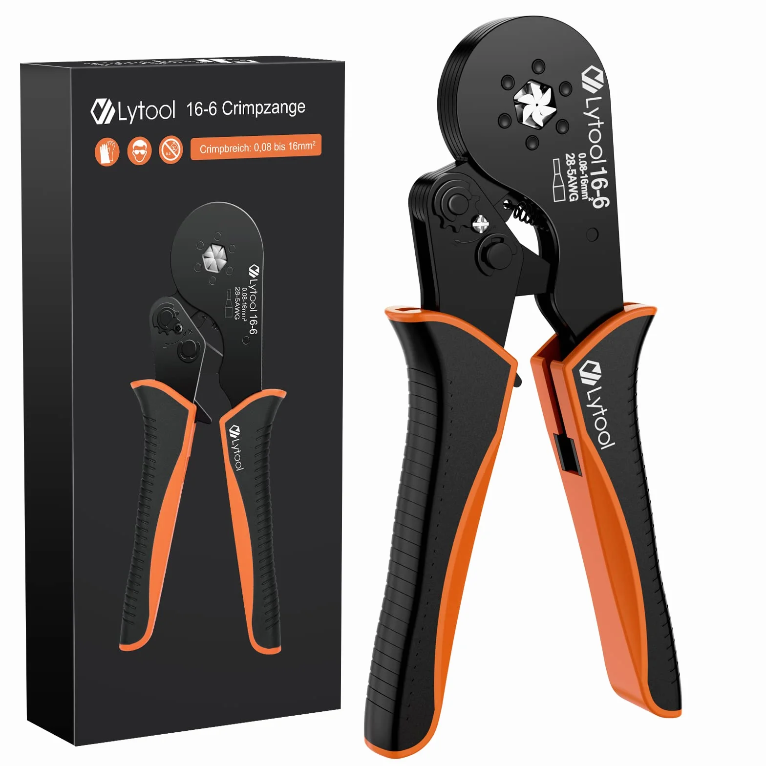 Lytool Pinza Crimpatrice 0.08-16 mm², Pinza Crimpatrice Esagonale per Cavi Elettrici,Crimpatrice Capicorda Elettrica per Cavo Elettrici,Manutenzione del Elettrico,Utensili Elettrici per Uso Domestico