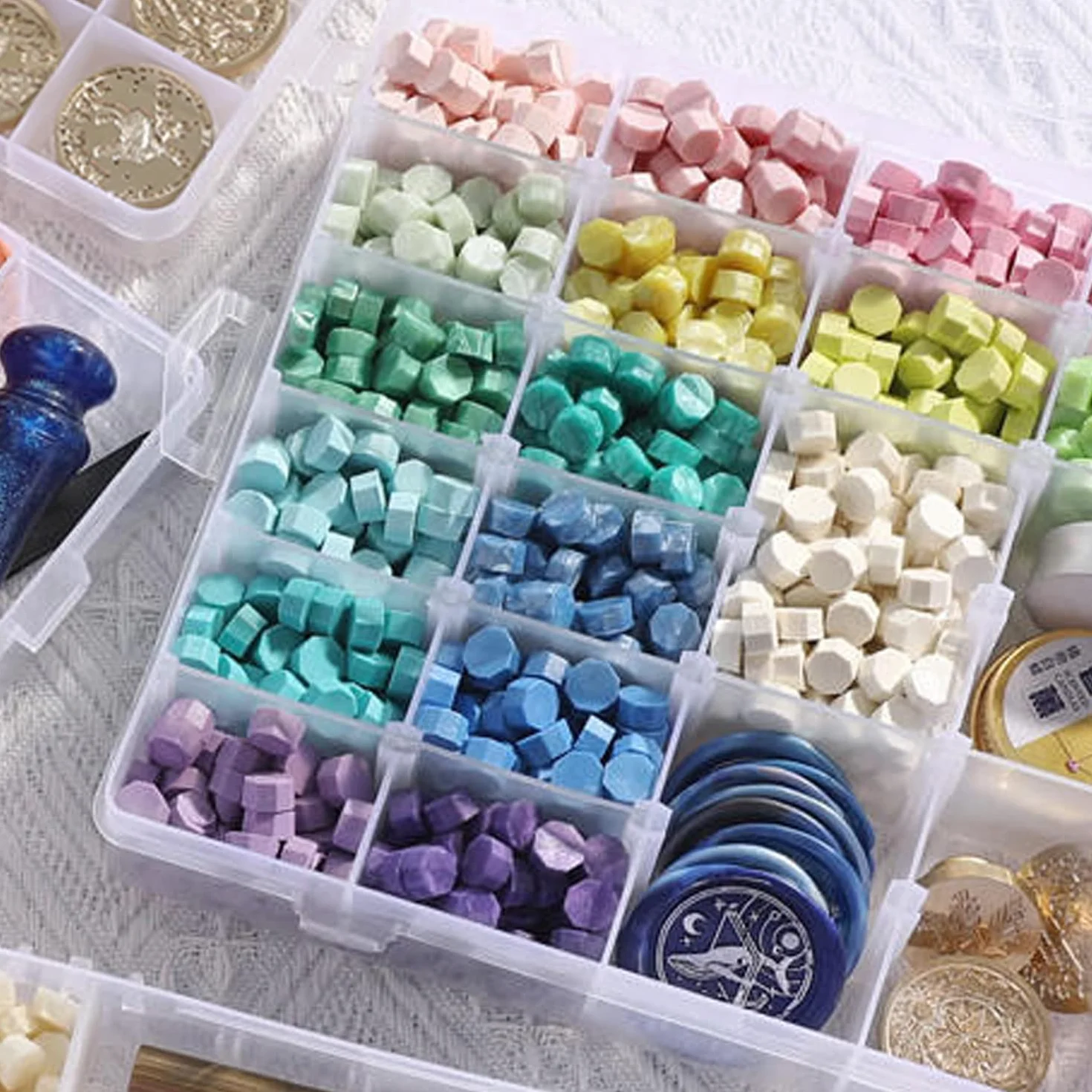 Plastikowy organizer na biżuterię 36 przezroczystych pudełek z przegrodami
