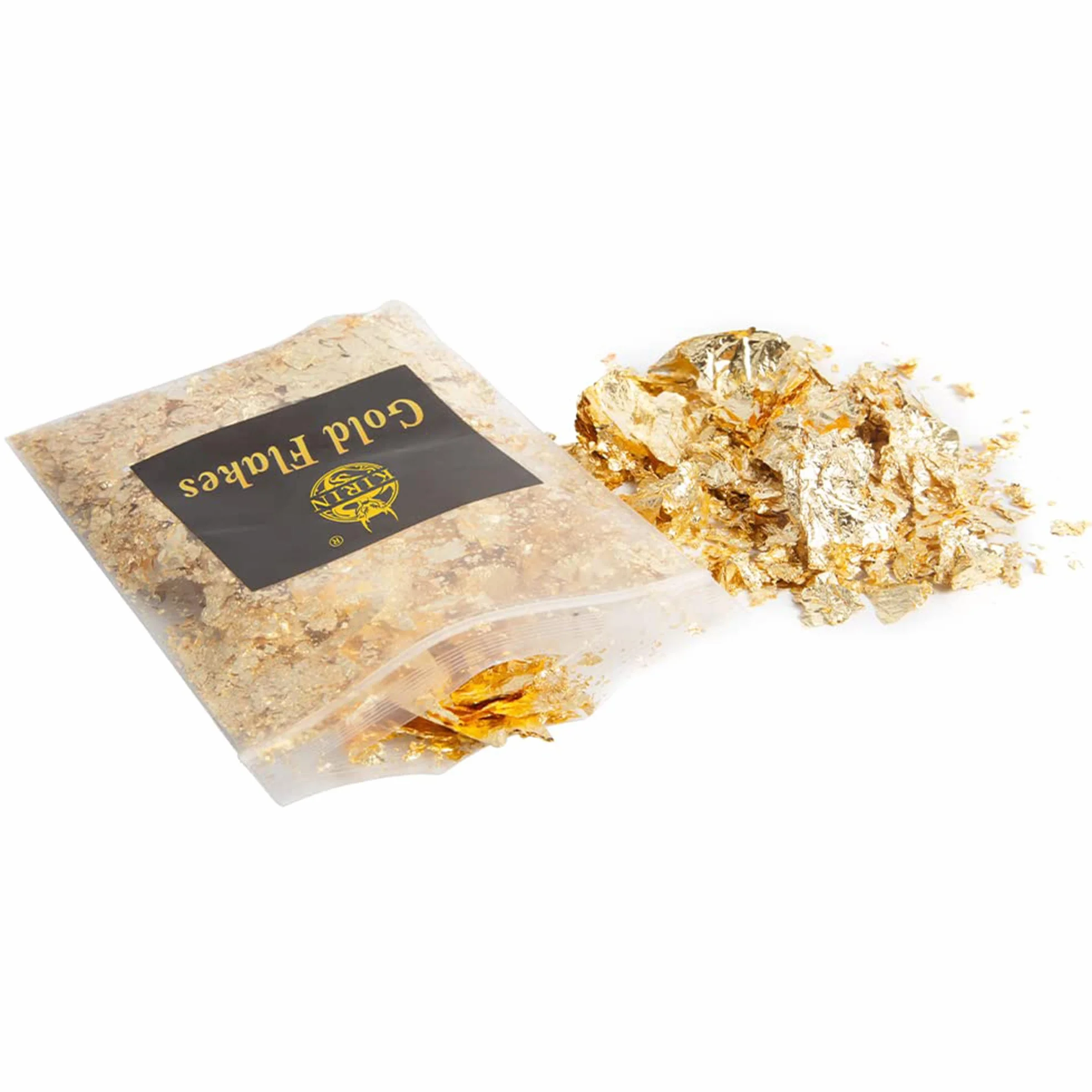 KIRIN Fiocchi di Foglia d'oro per Doratura,3 g/Borsa 6 Grammi Foglie Oro Decorative per Unghie, Pittura Artistica, Fai da Te (Oro, Argento)