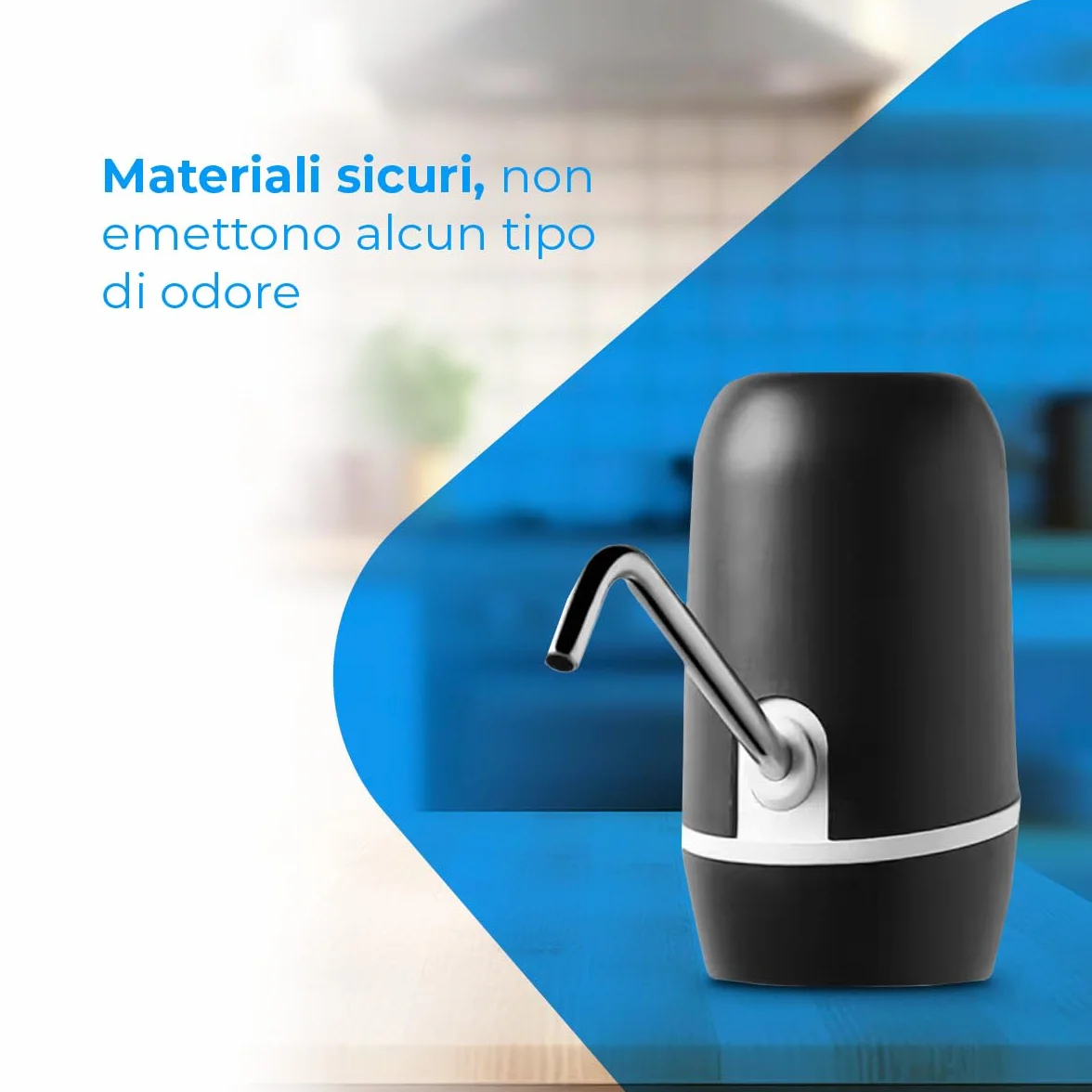 NK Dispenser di acqua automatico ricarica USB dosatore acciaio senza BPA 1200 mAh 1,5 l Nero