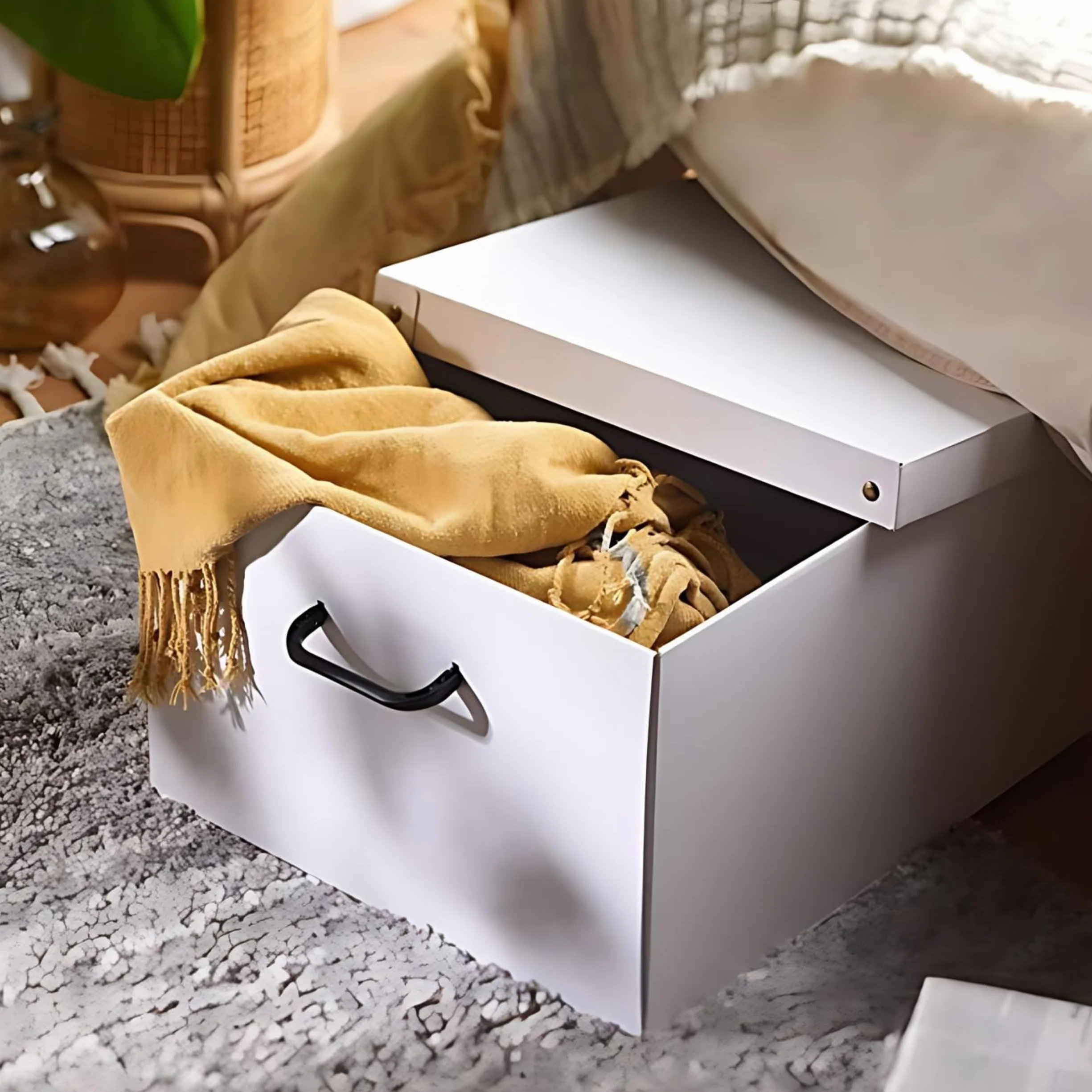 Lavatelli Scatola armadio in cartone 32x42x21 cm Organizer impilabile resistente per vestiti e biancheria MEDIUM BIANCO