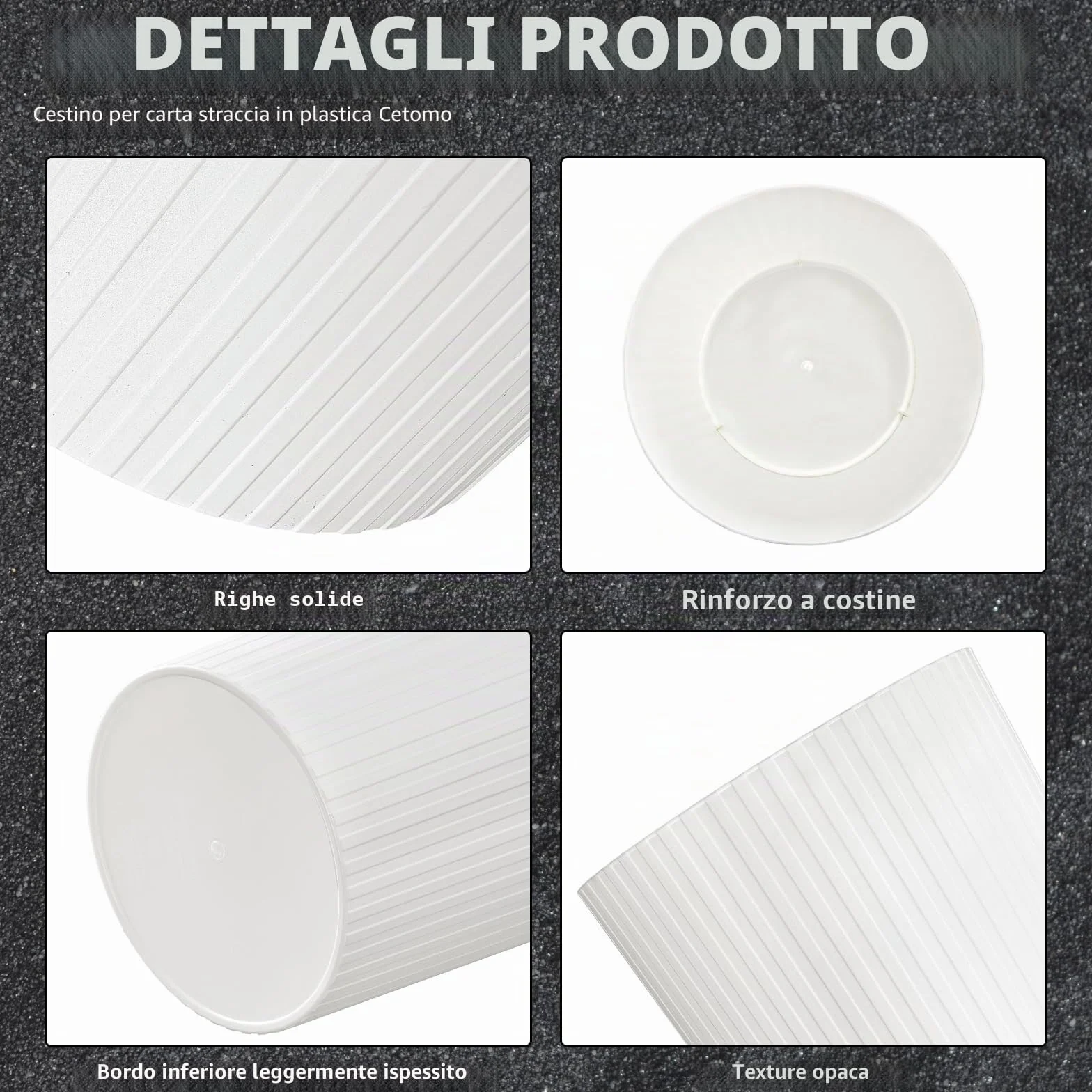 Cetomo 7.2L*3 Cestini per la Carta, Cestino per la Spazzatura di Plastica, Piccoli Cestini, Cestino Rotondo per Rifiuti per Cucine, Opaco, Apertura Superiore, Bianco, 7.2L (3 pezzi)
