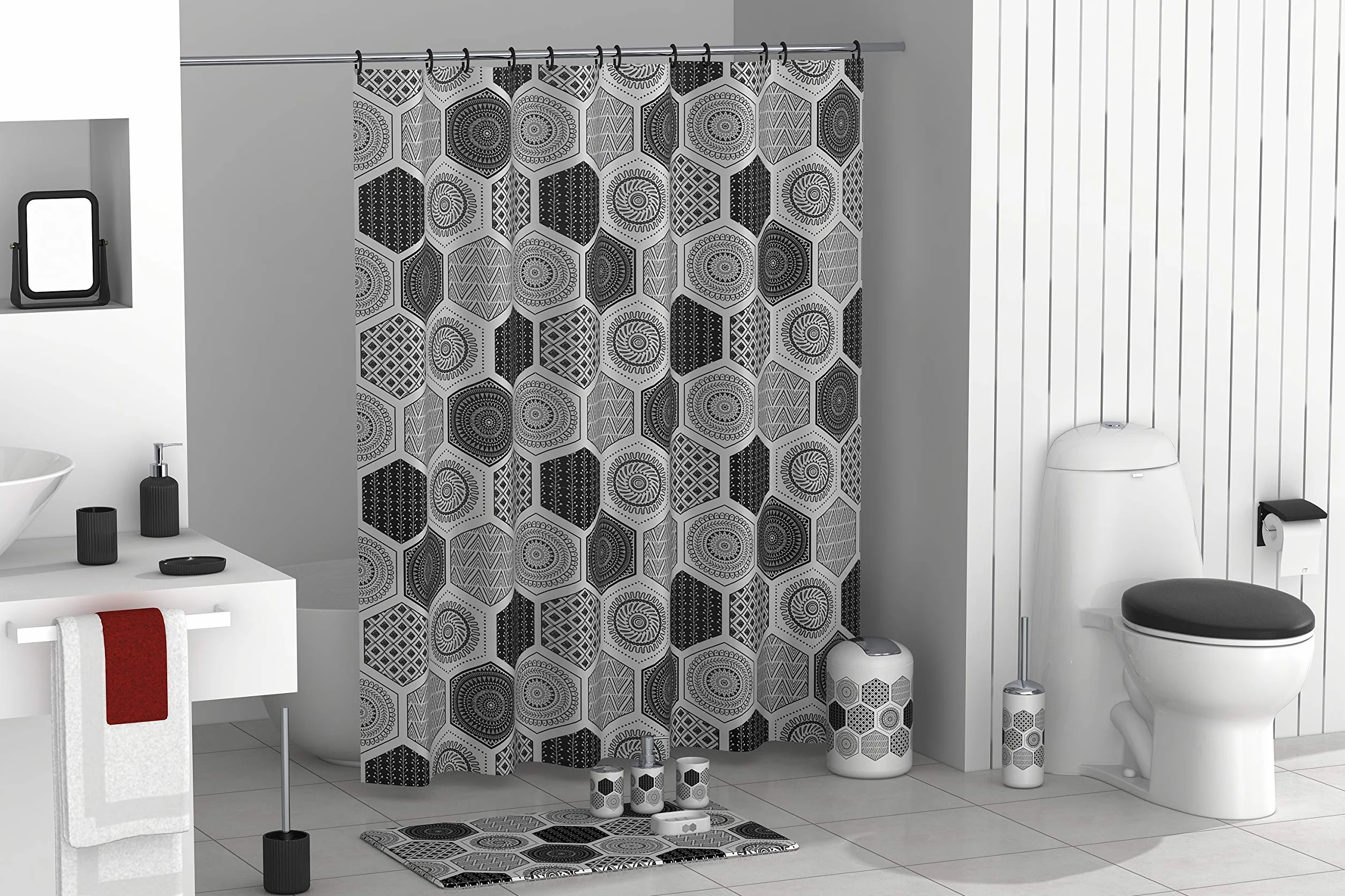 BM Cestino Portaoggetti Bagno Effetto Rattan Set di 3 Cestini Intrecciati Rettangolari Organizer (Nero)