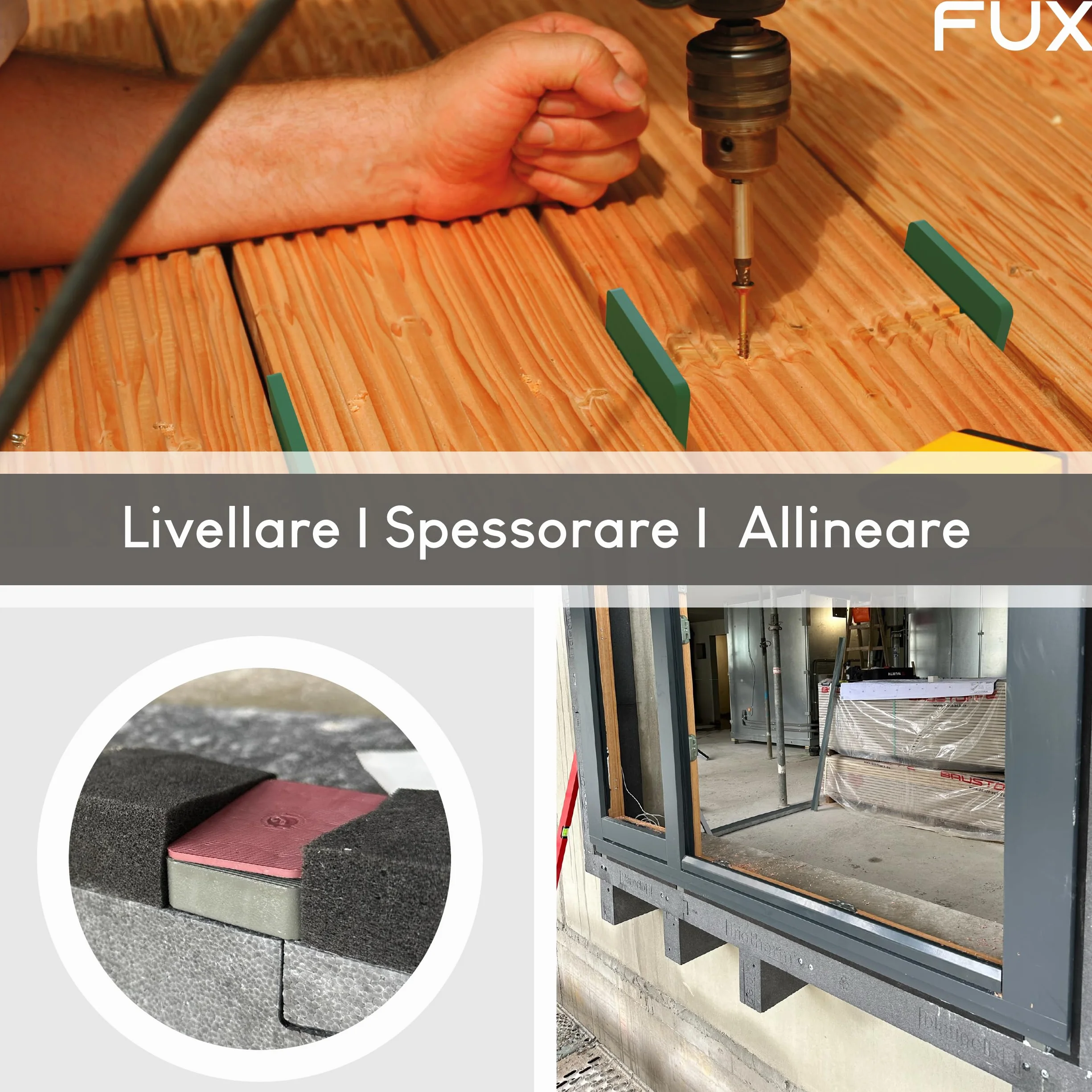 FUX, 80 pezzi, set di distanziatori in plastica, 60 x 40 x 1,5-20 mm, assortimento di tasselli di rivestimento, piastrine di supporto, piastrine di compensazione, piastrine di plastica, cunei per