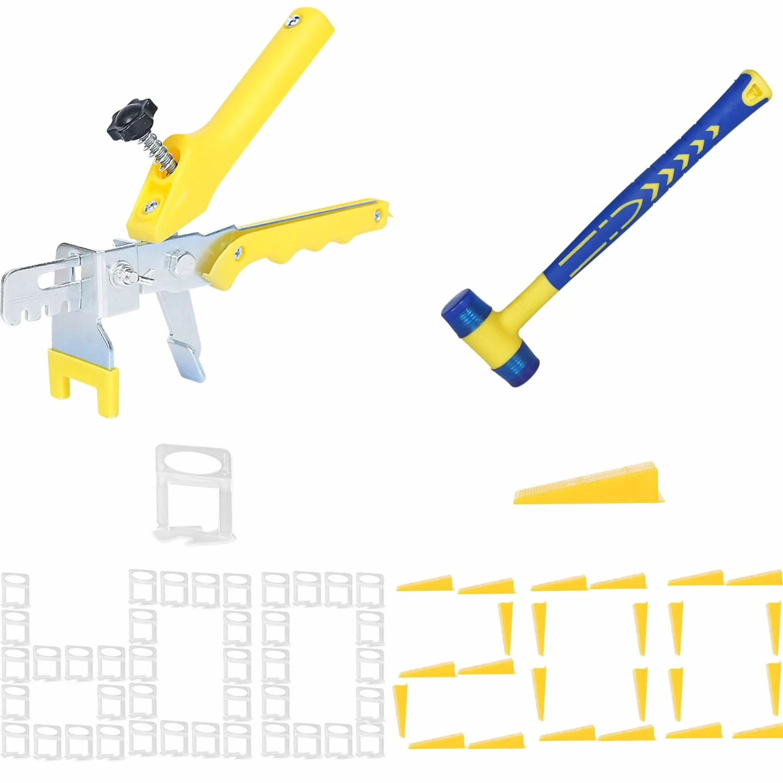 Set livellamento piastrelle 1mm 1/32”, 600 distanziatori + 200 cunei riutilizzabili con pinza – Kit professionale per posa di piastrelle in ceramica e pietra (600+200+pinza, 1mm)