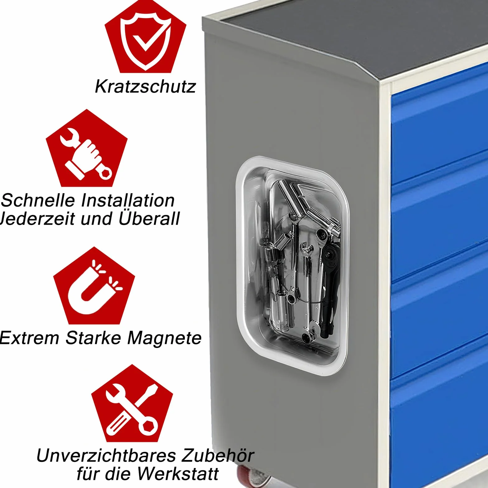 Set da 4 Pezzi Magnetschale Officina – Vassoio Magnetico Acciaio Inox per Tenere Viti, Bulloni, Supporto Magnetico Utensili, Porta Bit Magnetiche per Officina e Scaffale Garage