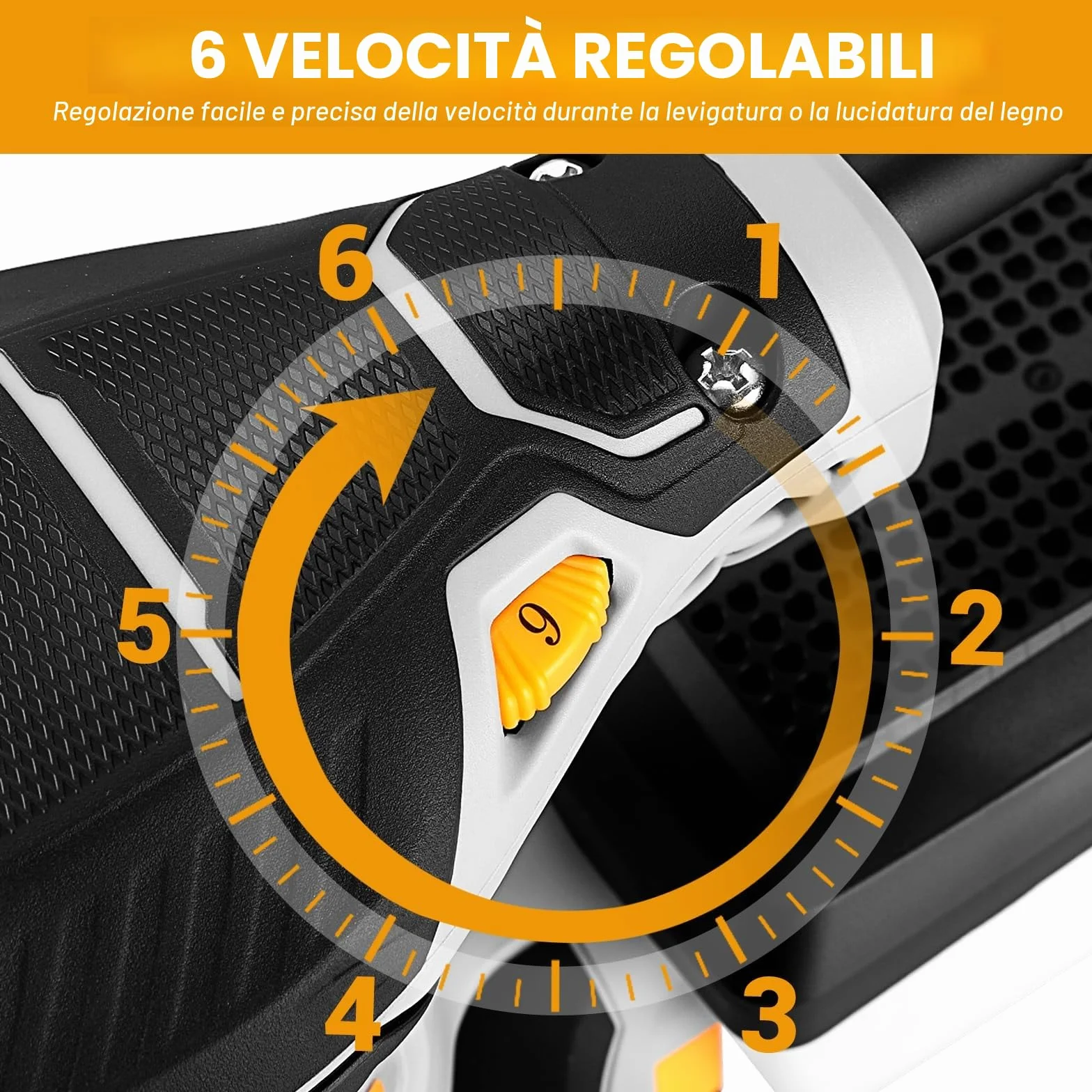 DEKOPRO Levigatrice Orbitale 300W 6 Velocità 14000RPM 125mm