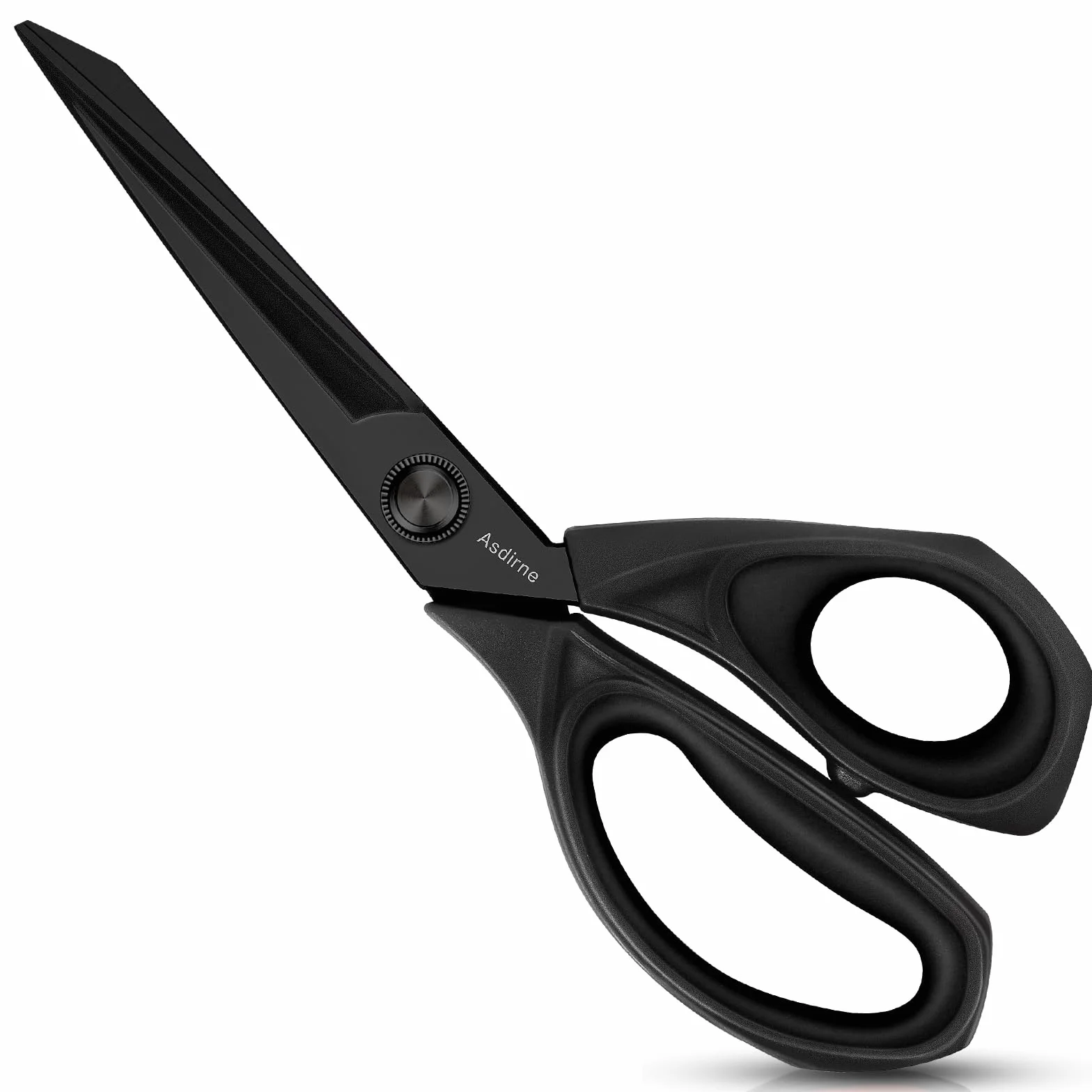 Asdirne Forbici in tessuto di titanio nero, forbici da sartoria con lame rivestite in titanio multiuso resistenti e comode maniglie morbide, 25 cm, nere