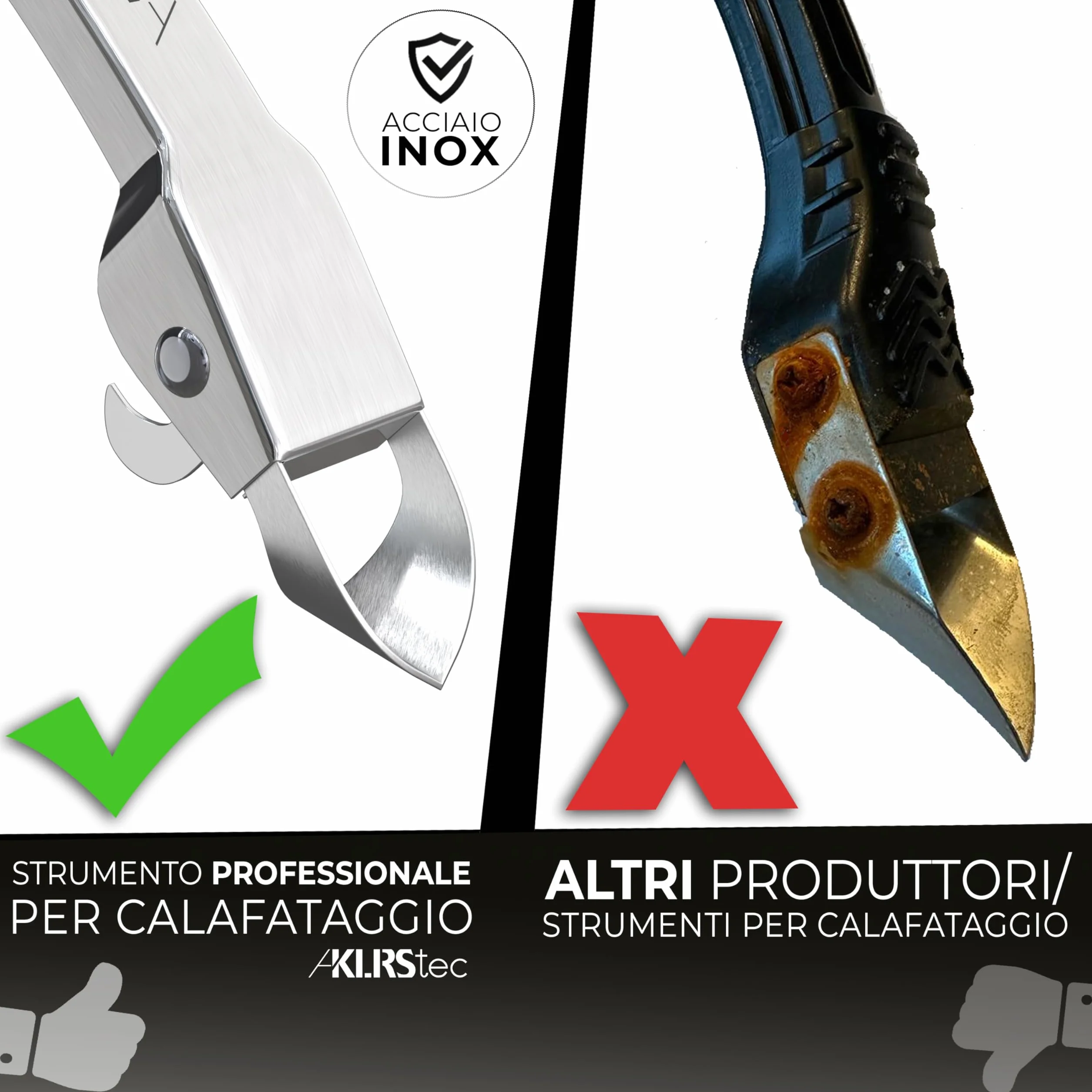 KLRStec Professionale Strumento per Calafataggio [100% acciaio inox] Robusto 4 in 1 Kit di Strumento Raschietto e Spatola per Giunti - Set di Strumenti per Rinnovare le Giunti in Silicone