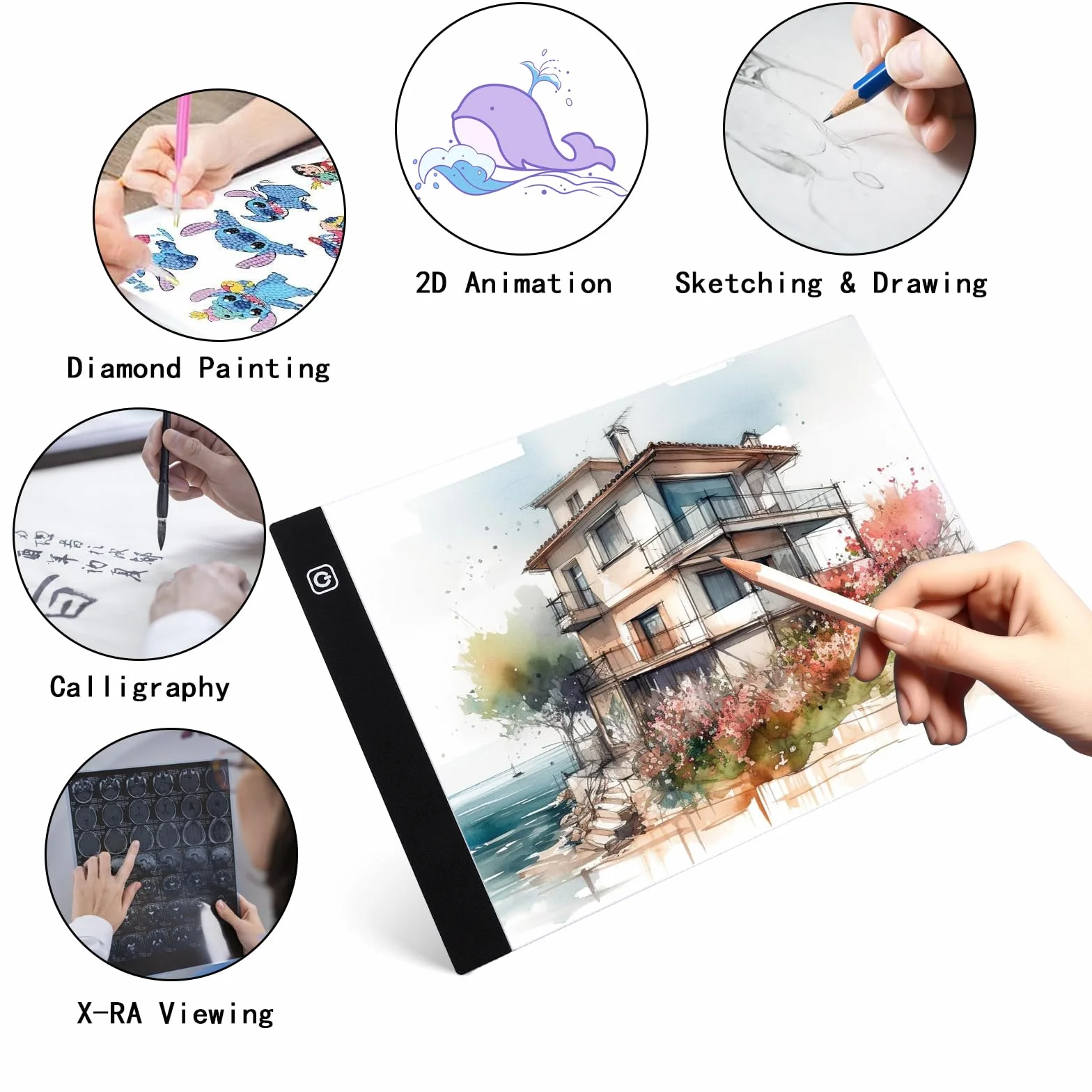 Coolzon A4 Tavoletta Luminosa, Lavagna Luminosa A4 LED Light Pad con Luminosità Regolabile, LED Tavoletta Luminosa,Ultra Sottile per Animazione, Schizzi, Progettazione, Disegno, Pittura a Diamante 5D