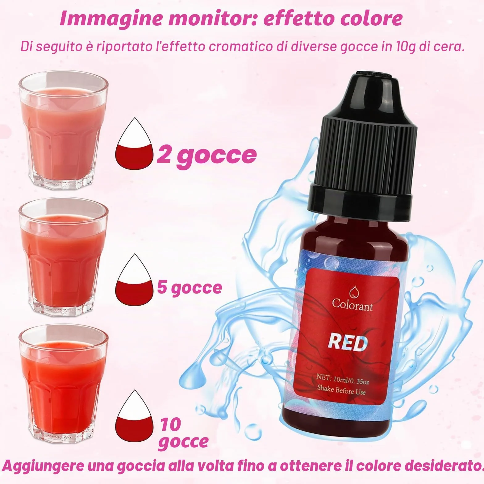 Cera per candele, 10 colori, colorante liquido, per cera di soia, api, paraffina, palma, gel