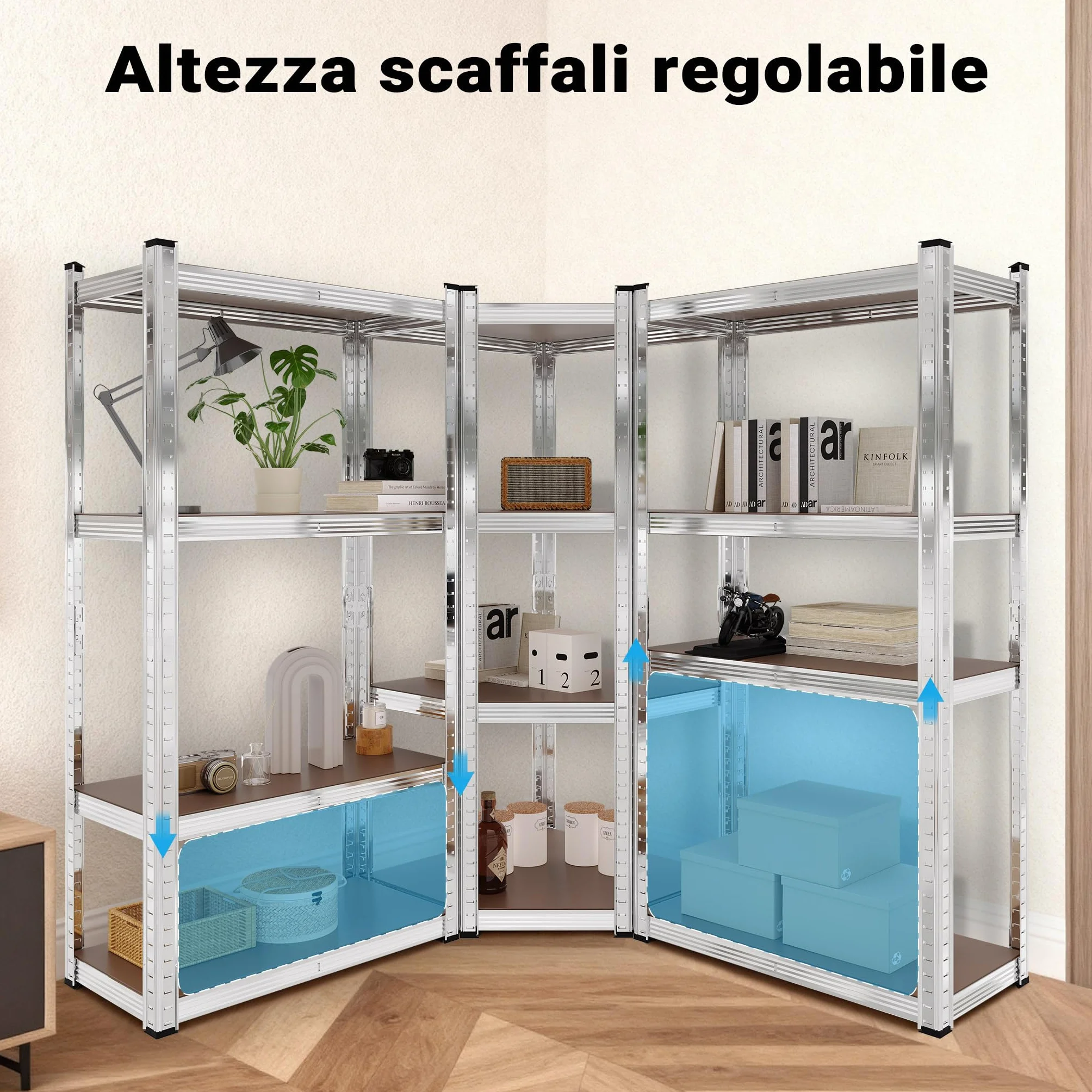 Wiltec Scaffale ad angolo per carichi pesanti Scaffalatura a incastro per cantina officina