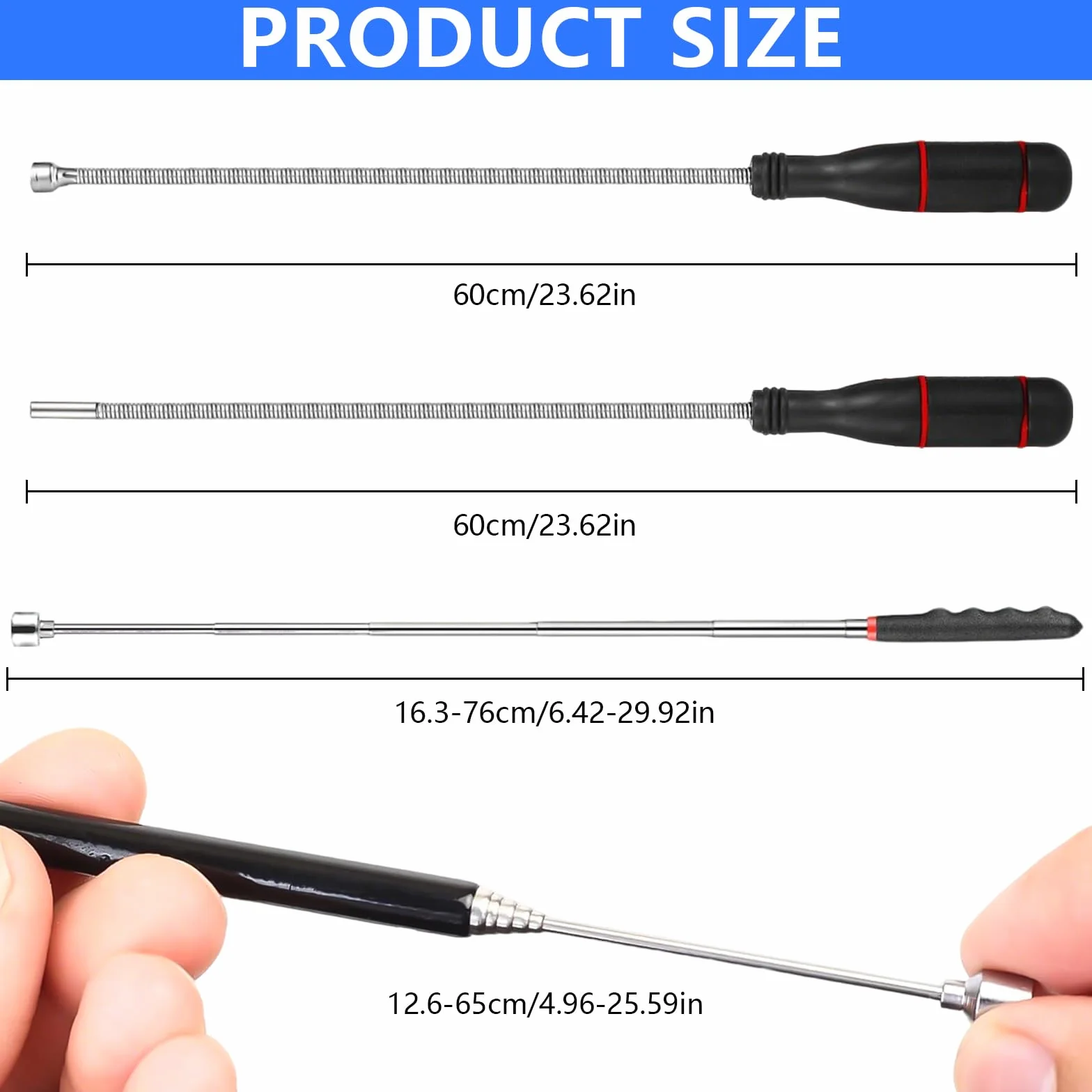 4 Pz Calamita Telescopica, Strumento di Raccolta Magnetico Estensibile Telescopica Magnetica per Raccogliere Piccole Parti, Oggetti in Metallo, Parti Auto (3LB 5LB 15LB)