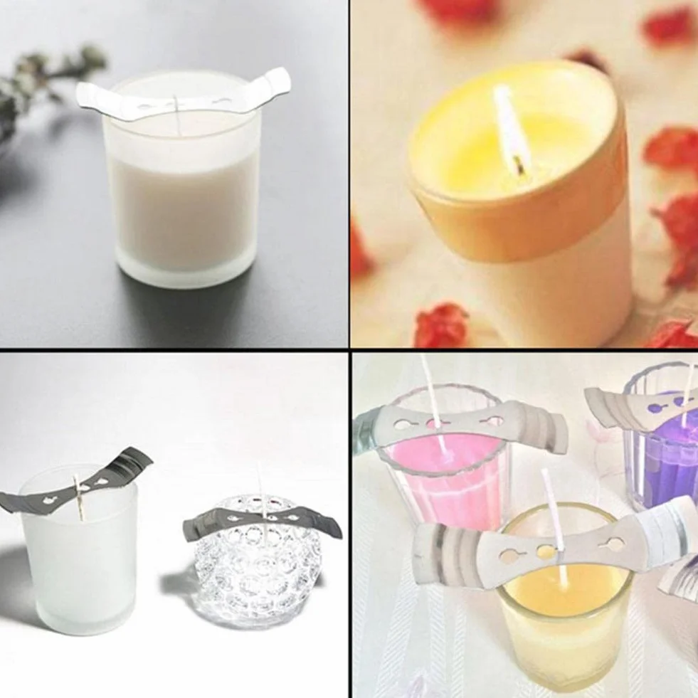 100 stoppini per candele in cotone naturale, commestibili per uso alimentare, con linguette di supporto in metallo, per realizzare candele a colonna e fai da te (10 cm)