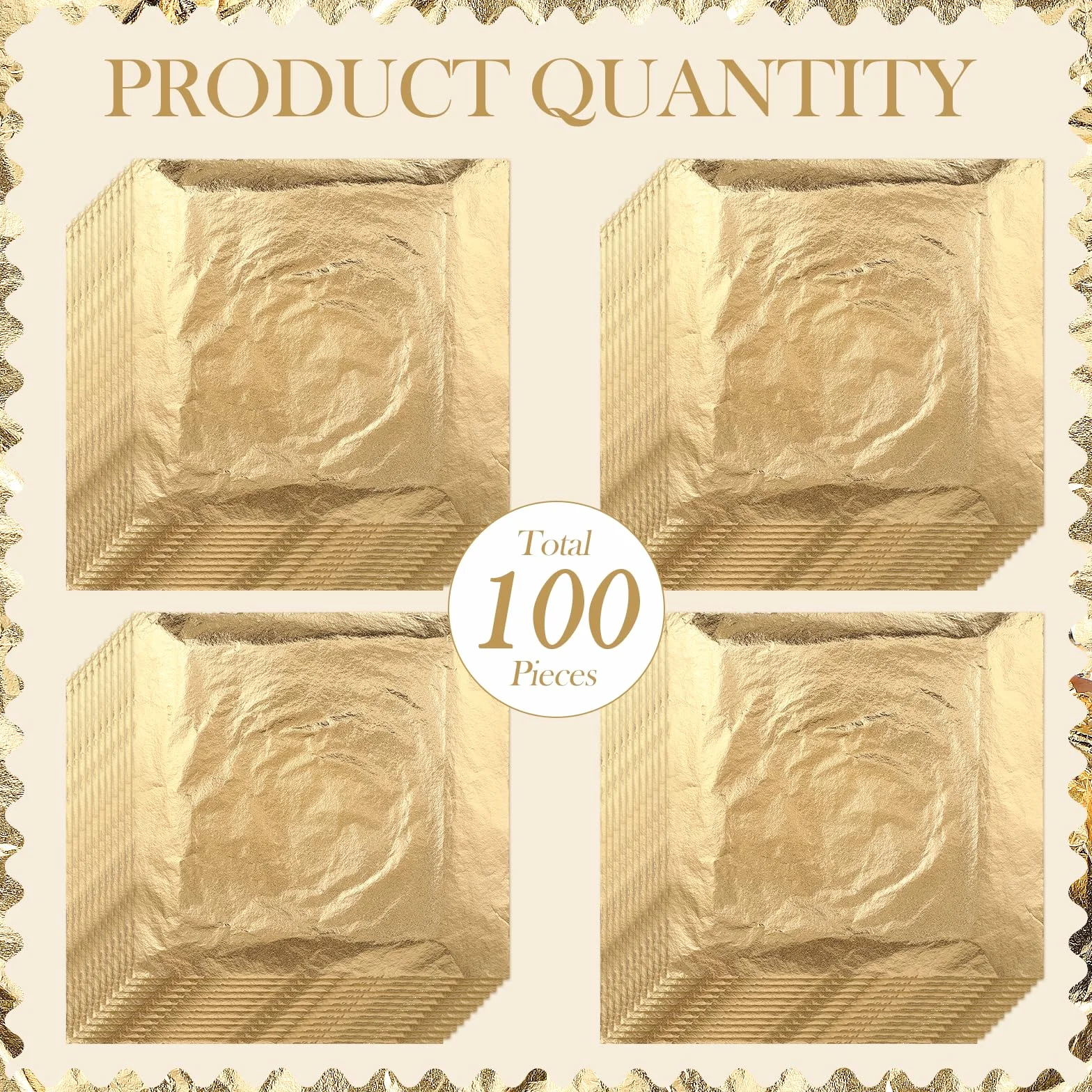 100 Fogli Foglia d'Oro d'Imitazione per Arte, Doratura Artigianale, Decorazione, 14 per 14 cm