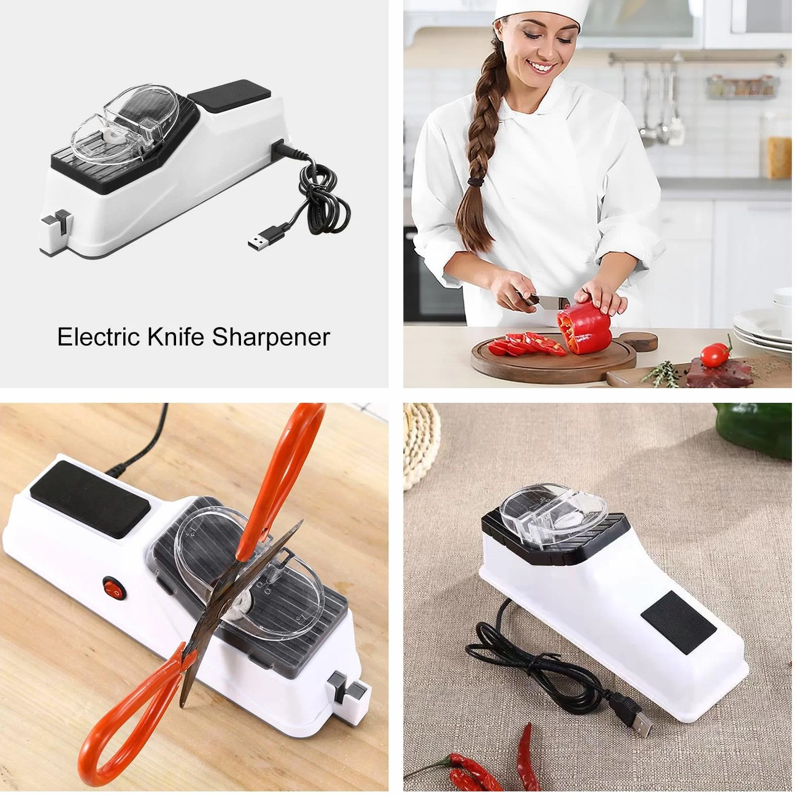 Affilacoltelli elettrico - Affilacoltelli professionale leggero per la casa | Utensili da cucina per 5 secondi di affilatura e lucidatura rapida, con copertura protettiva