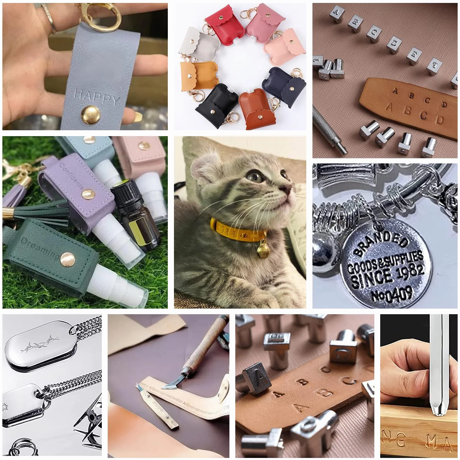 PandaHall Elite 36 Pezzi Timbri Alfabeto Timbri Lettere A-Z e Numero 0-8 Timbro Set in Ferro con 1 Pezzi Maniglia per Gioielli Scrapbook Fai da Te, 165x105x35mm