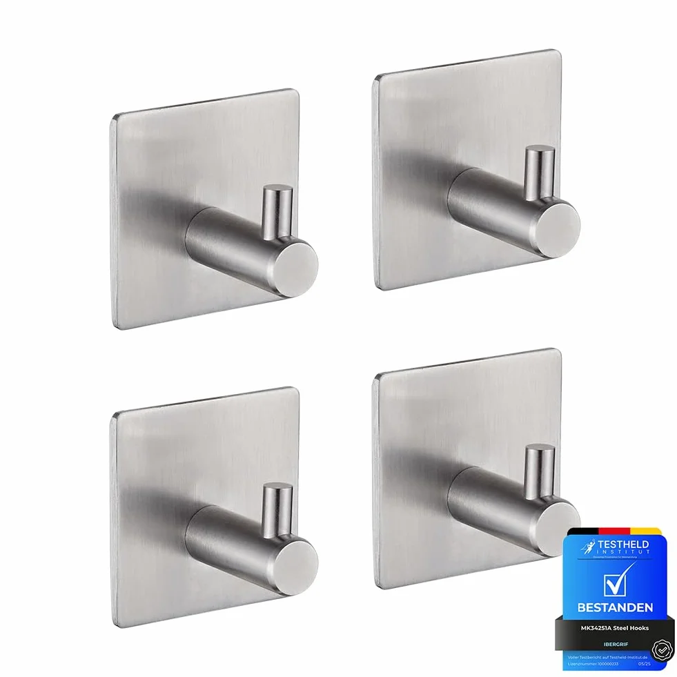 Ganci autoadesivi resistenti Ibergrif MK34251A 4 pezzi argento