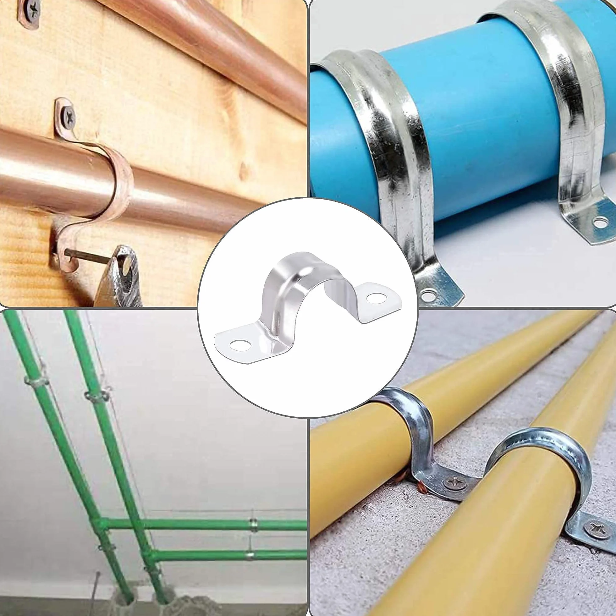 Morsetti per Tubi 20mm Morsetto per Tubi a U in Acciaio Inossidabile 304 Fascette Stringitubo per Tubo dell'acqua Tubo del Gas 30 Pezzi