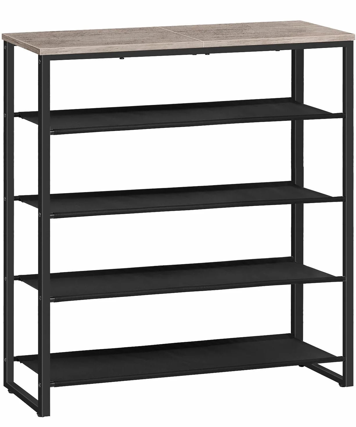 HOOBRO Scarpiera a 5 Ripiani, Scaffale Portascarpe, Organizzatore per 16-20 Paia di Scarpe con 4 Ripiani in Tessuto Oxford e Piano, per Ingresso e Armadio, Stile Industriale, Grigio Talpa EBG50XJ01