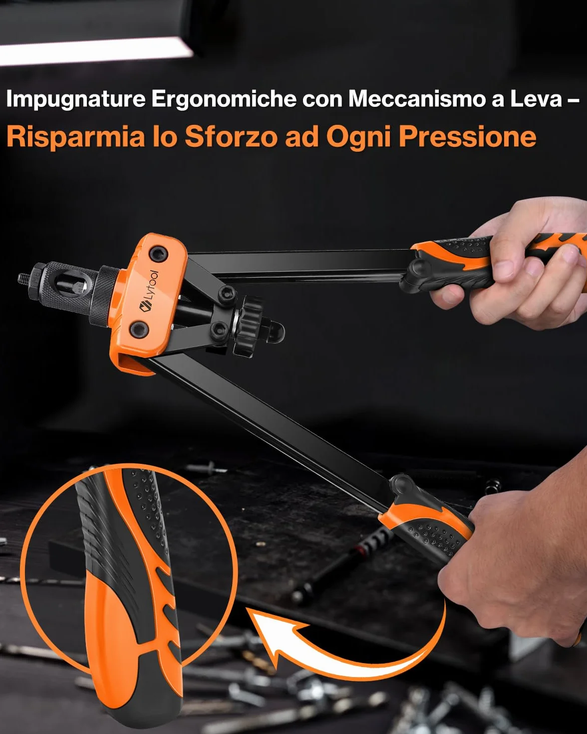 Lytool Rivettatrice per Inserti Filettati 14", Manuale 6 Mandrini M3-M10, Custodia