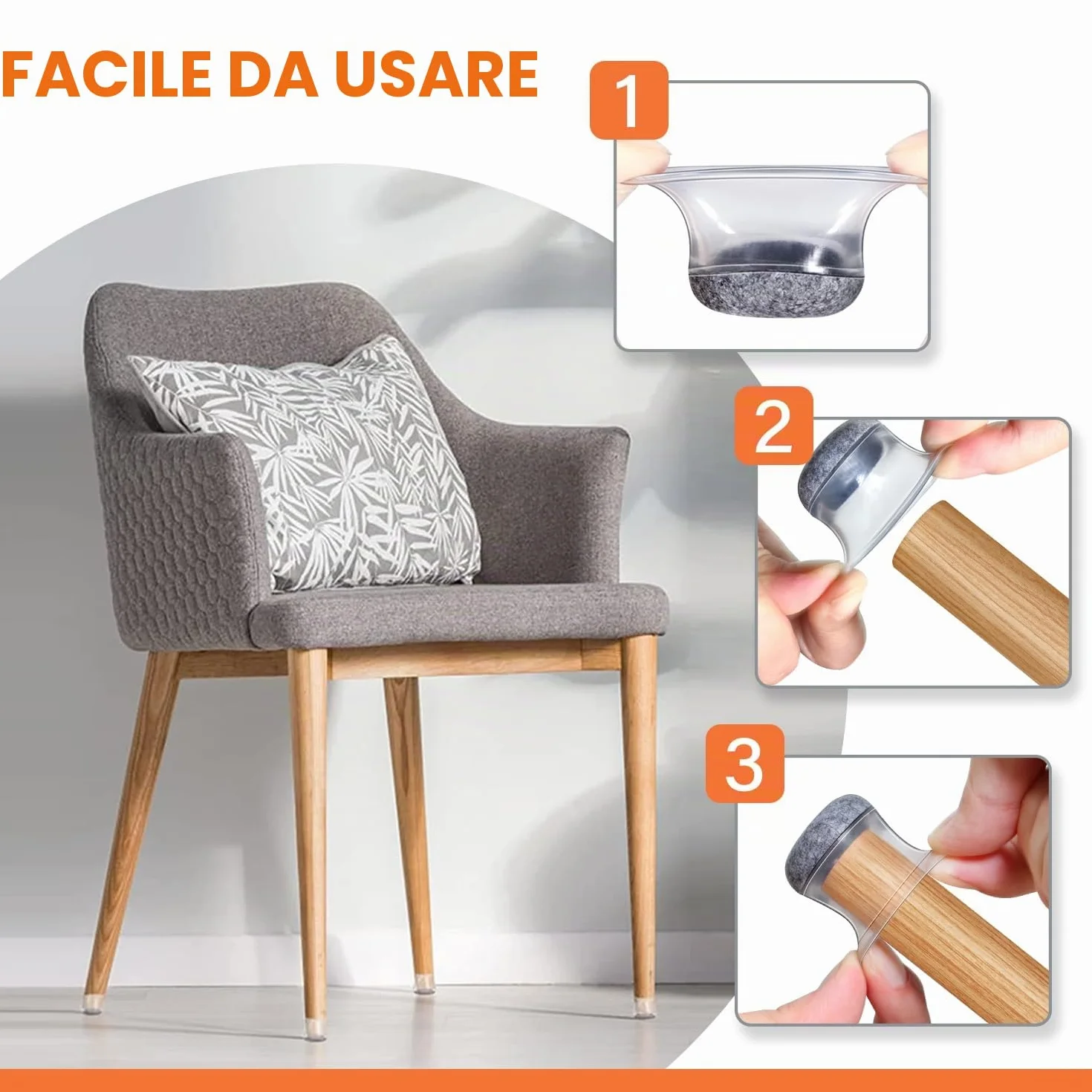 32 Pezzi GICUNK Nuovo Gommini per Sedie Rotondi, Silicone, Tappini per Gambe Sedia, Copri Piedini Sedie in Trasparente per Pavimenti in Legno(Adatto per: 13-22.9 mm)