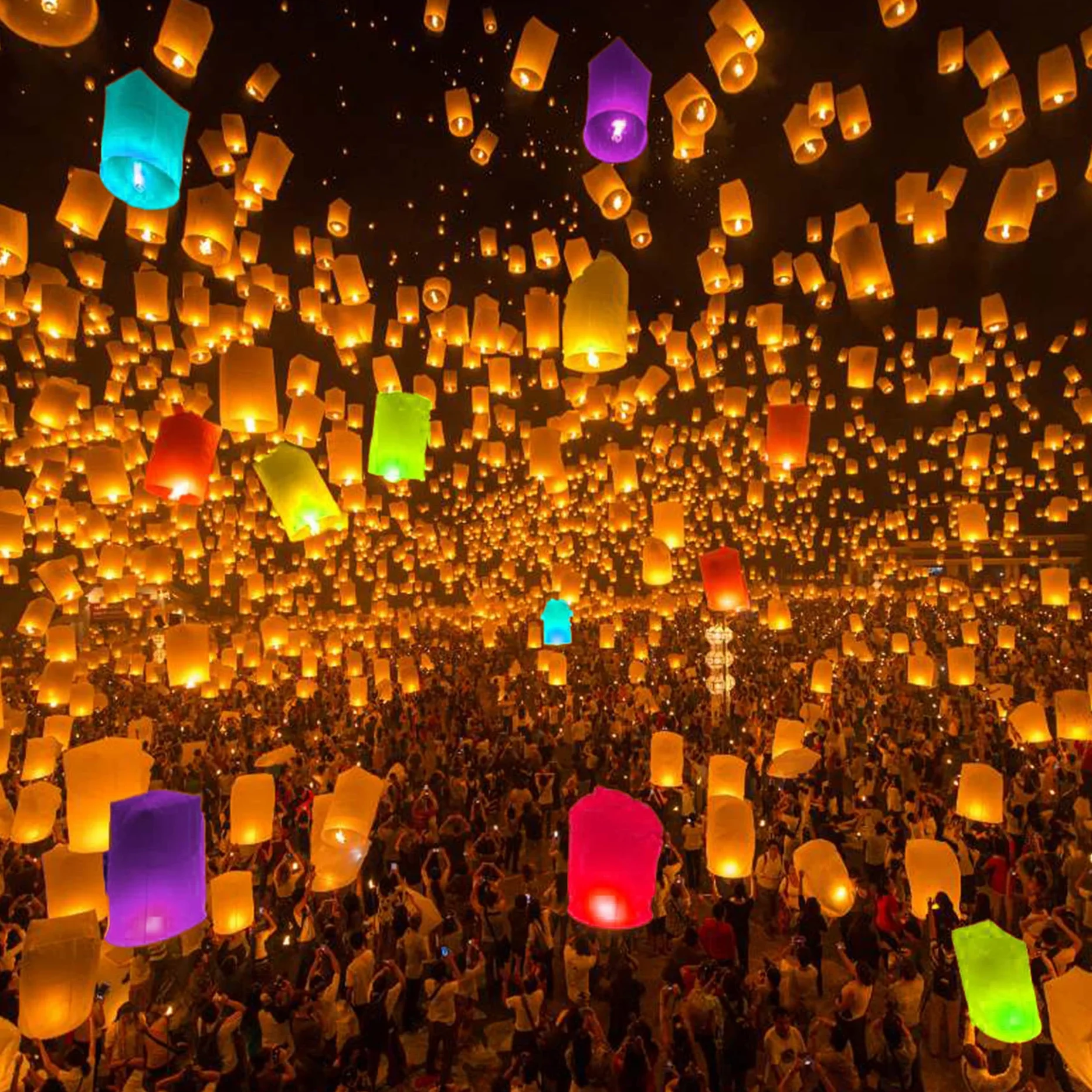 VAIIEYO Lanterne Cinesi del Cielo, Lanterne di Carta Volanti, Lanterne del Cielo che Desiderano, Luci Luminose Volanti in Stile Tradizionale, Usate per Compleanni, Matrimoni, Feste（20 pcs ）