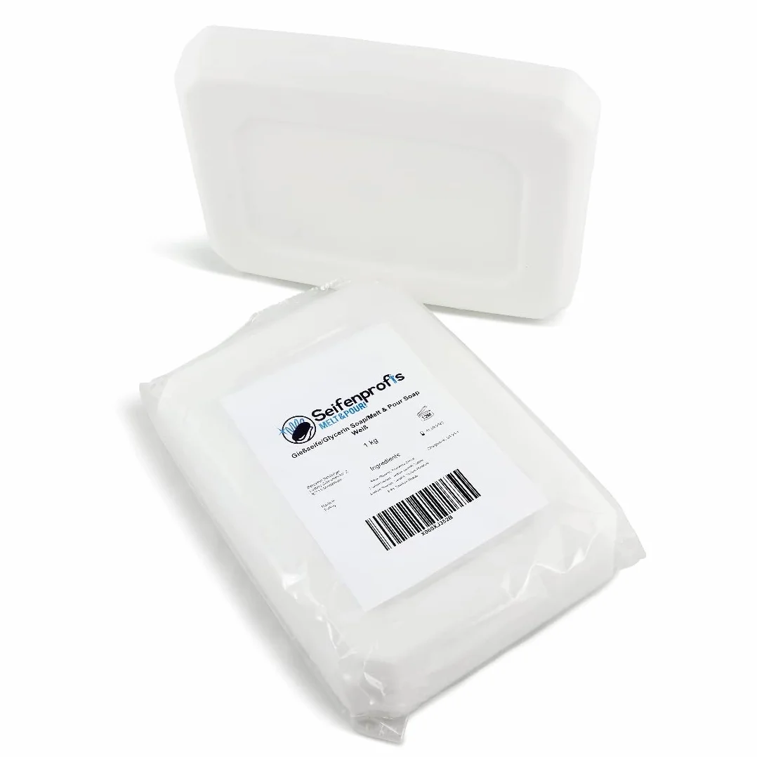 Seifenprofis - Sapone bianco alla glicerina 1 kg (senza SLS e SCS) - Base per sapone grezzo 100% vegana per la produzione di sapone