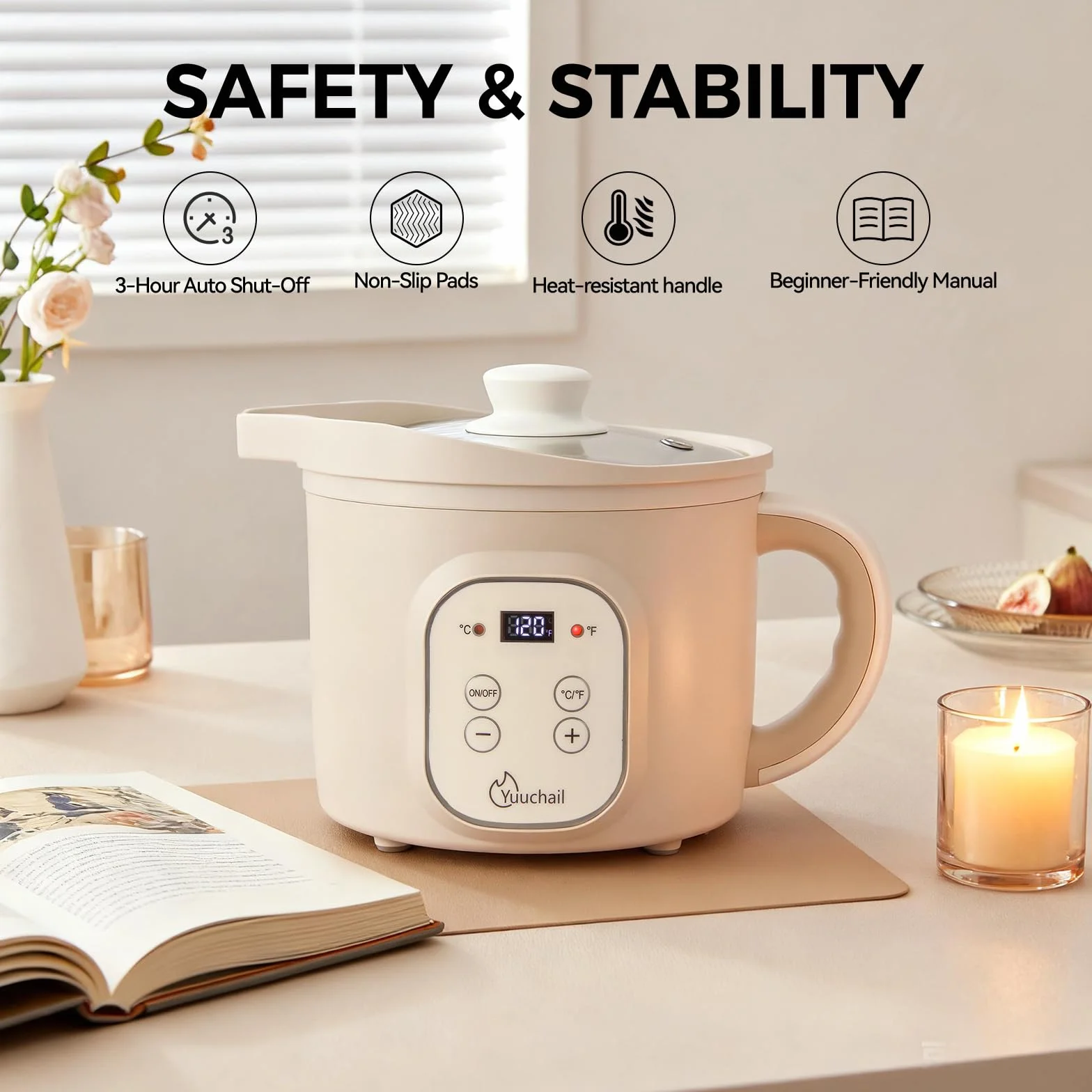 Yuuchail Sciogli cera elettrico da 1,5 litri con display digitale, controllo preciso della temperatura 30-150 °C, spegnimento automatico dopo 3 ore per la produzione di candele e sapon