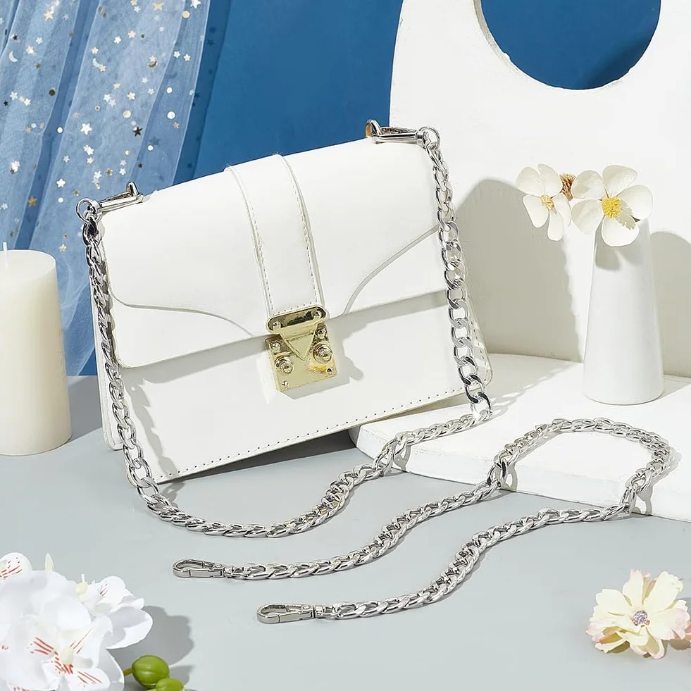 PH PandaHall 2pz Catena Borsa Argento 60cm Catene per Borse a Tracolla, Catena per Borsa in Metallo Maniglia di Ricambio per Sostituisci Vecchie Catene Borsetta Fai Da Te