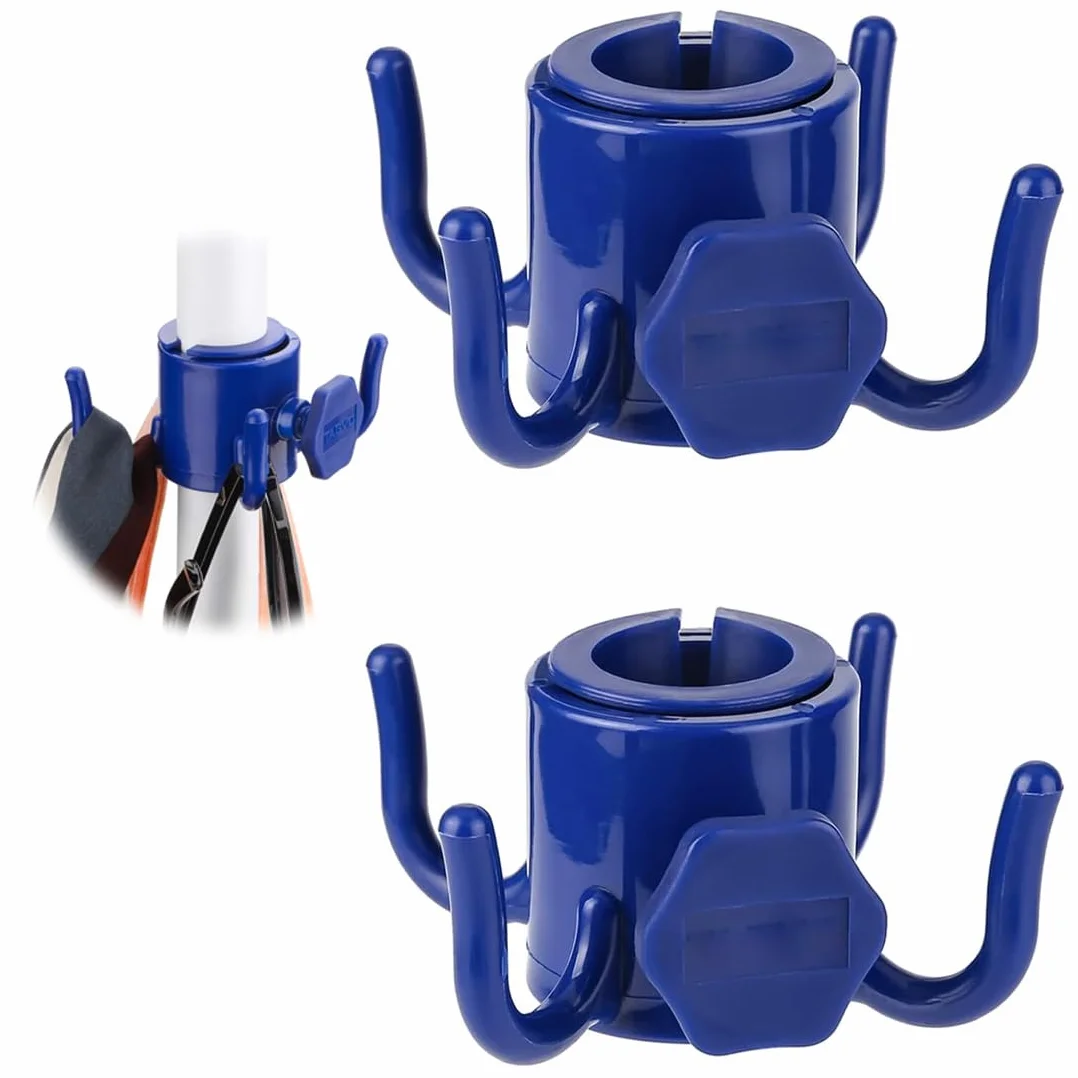 Gancio Ombrellone Spiaggia 2 Pezzi, Ganci a 4 Denti per Spiaggia, Campeggio, Viaggi – Gancio per Asciugamani, Borse, Abbigliamento, Occhiali da Sole, Fotocamere (blu, bianco)