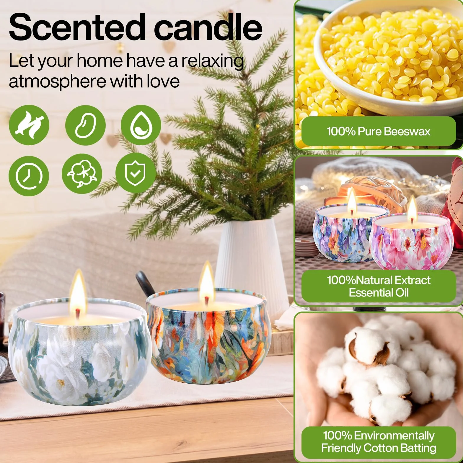 BBLTIFF Kit Candele Fai Da Te, Kit per Fabbricazione Candele, Kit per Candele con 480 g Di Cera d'api, 8 Vasetti di Candele, 4 Essenze Colorate e 4 Fragranze ect, per Principianti DIY Set Regalo